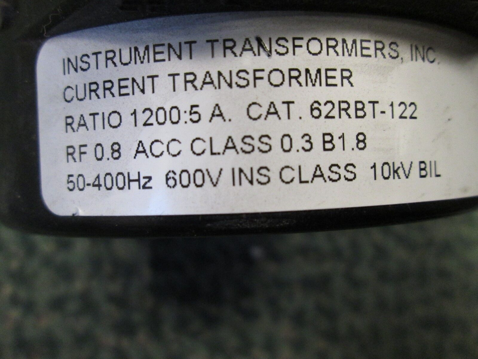 Instrument Transformers Current Transformer 62RBT-122 1200:5A 600V 50-400Hz Used