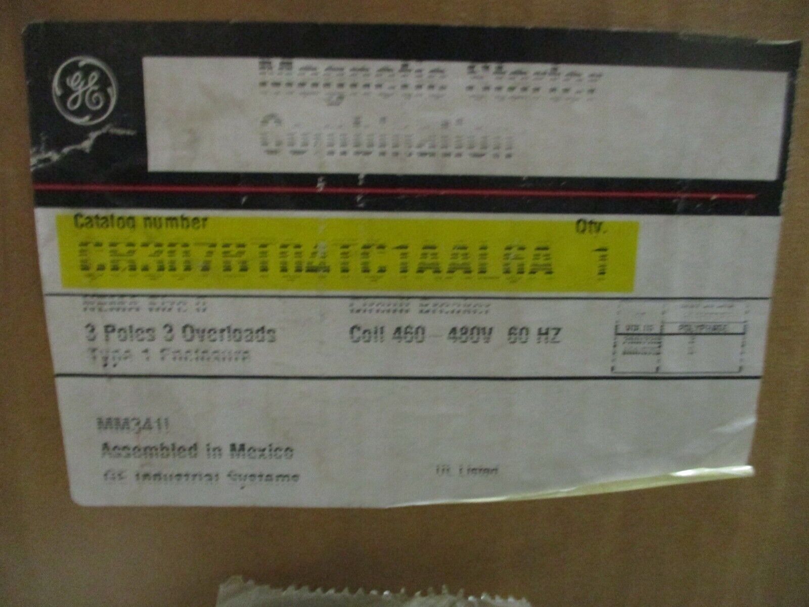 GE Size 0 Breaker Combination CR307BT04TC1AAL6A 460-480V Coil New Surplus