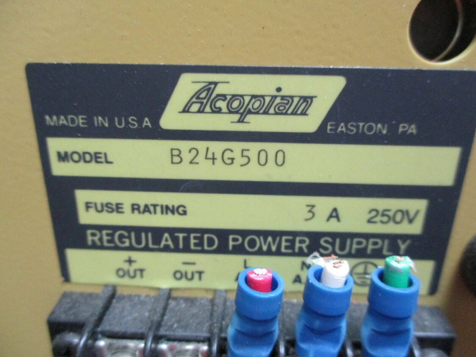 Acopian Regulated Power Supply B24G500 Used