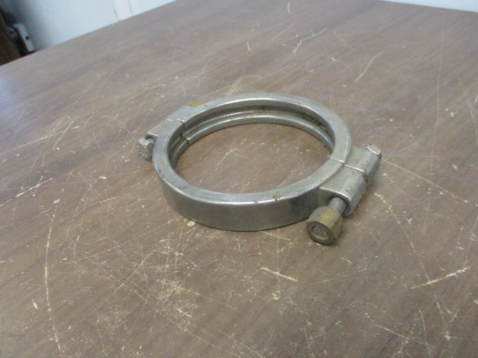 Misc. Brand Stainless Steel High-Pressure Sanitary Clamp Size: 4-1/4" Used