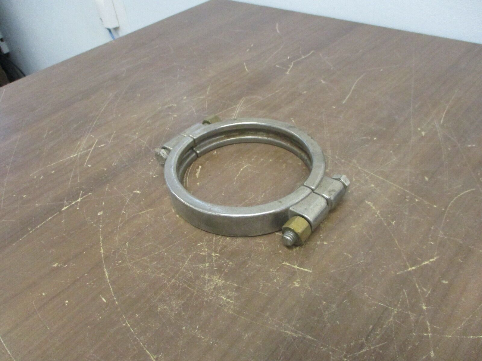 Misc. Brand Stainless Steel High-Pressure Sanitary Clamp Size: 4-1/4" Used