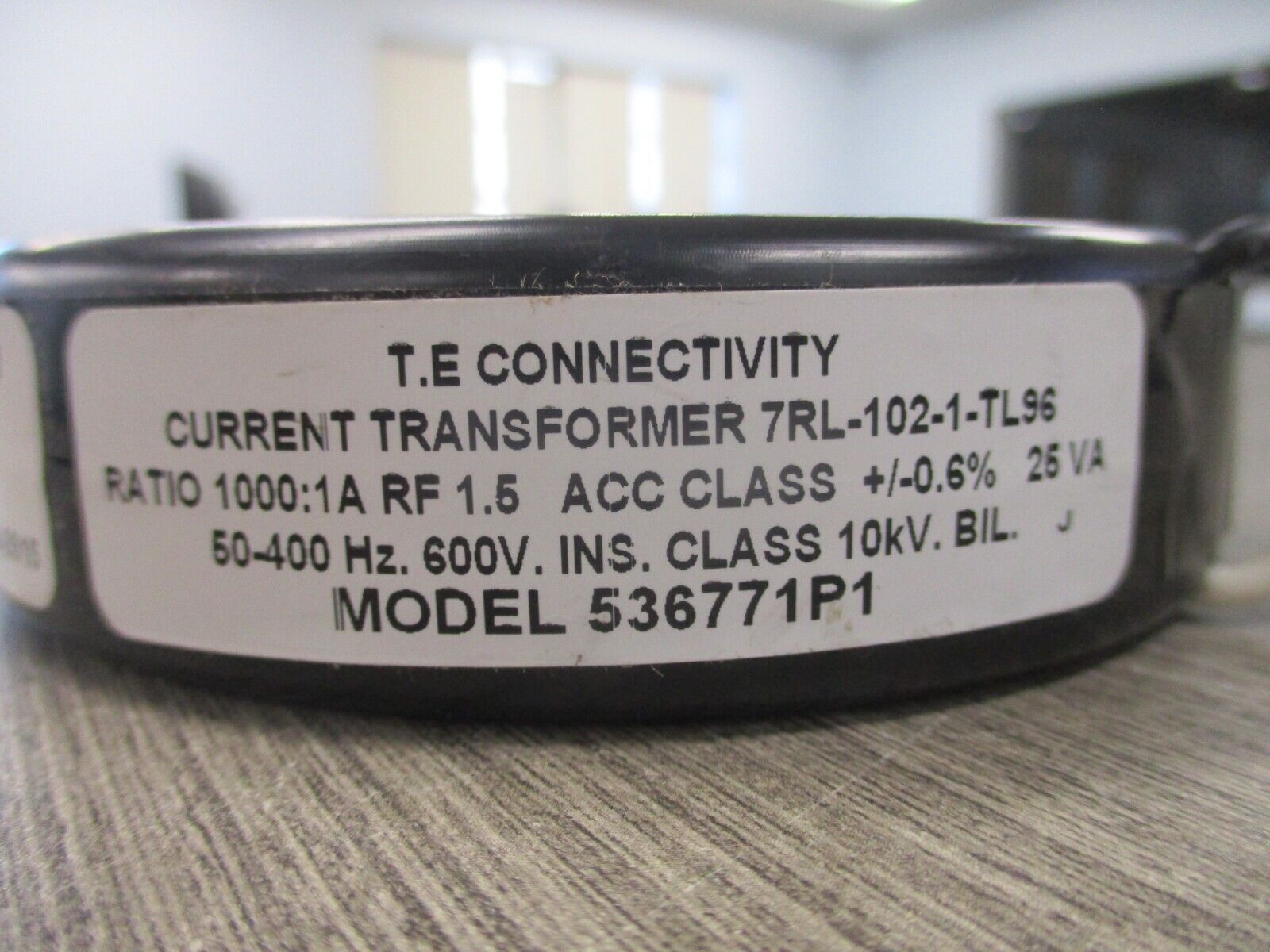 TE Connectivity Current Transformer 7RL-102-1-TL96 Model 536771P1 600V Used