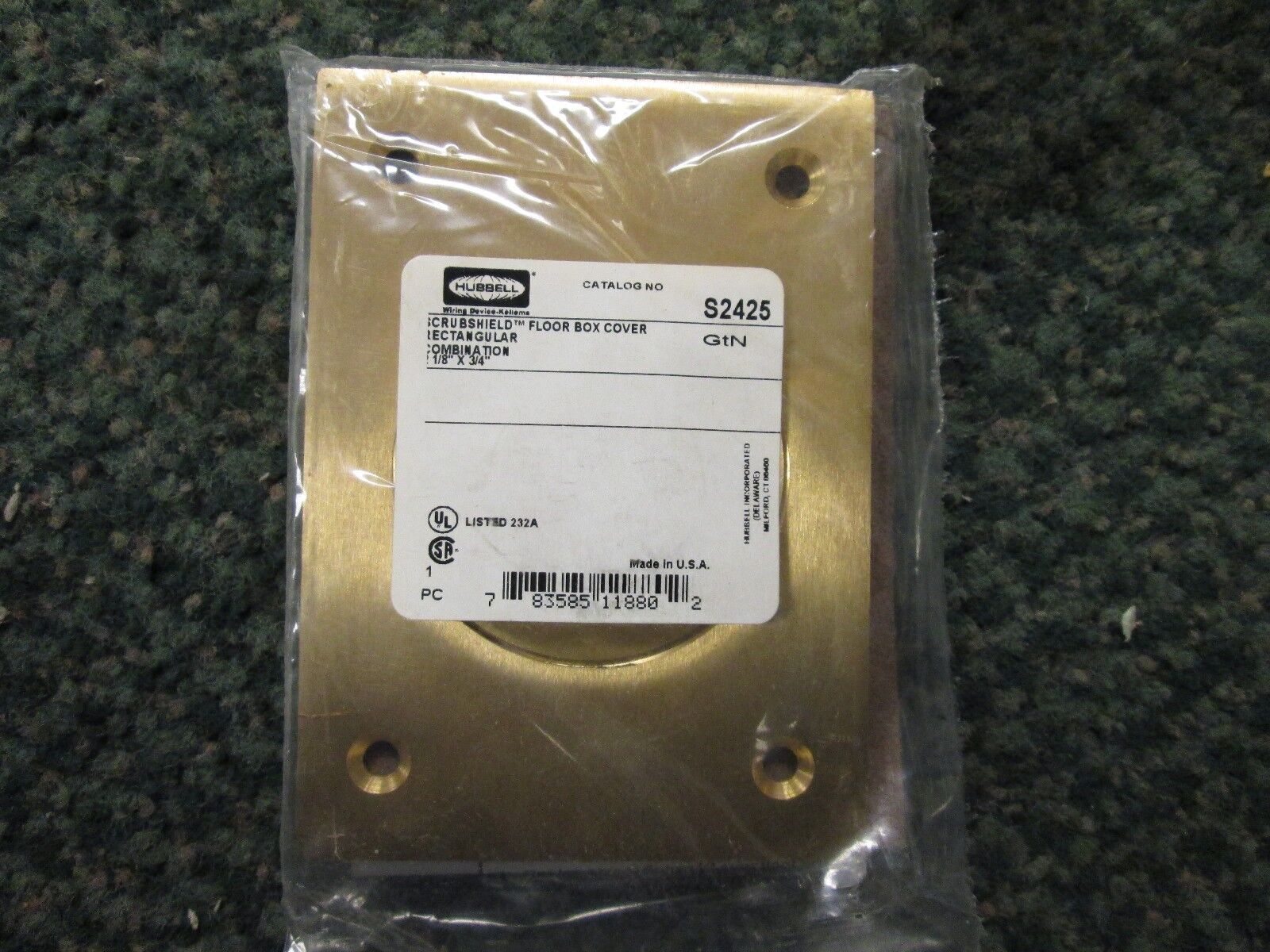 Hubbell Brass ScrubShield Floor Box Cover S2425 Single Gang New Surplus