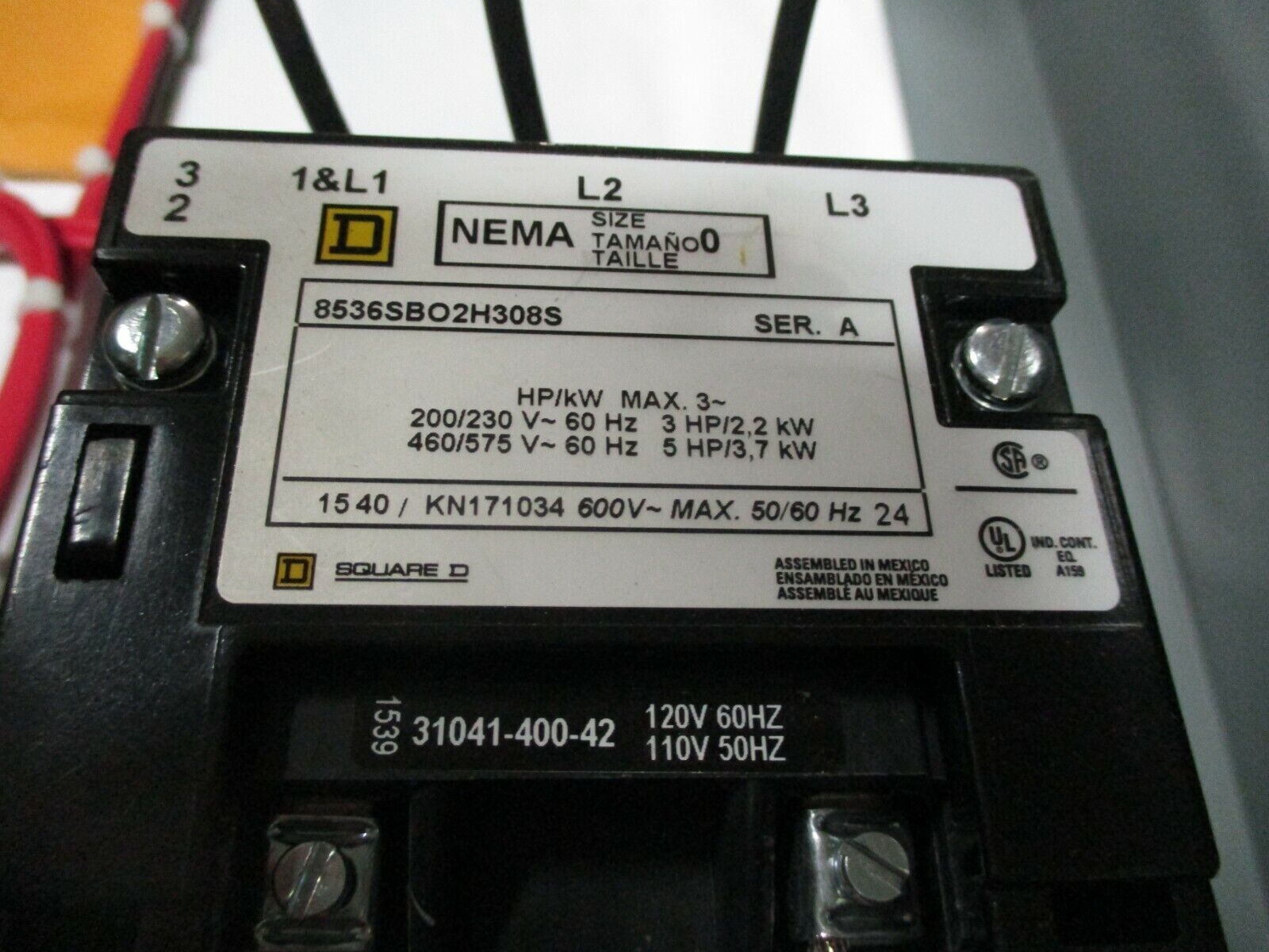 Square D Fusible Size 0 Combination 8538SBG33V81ACFF4H318P42P46T10X22 120V Coil