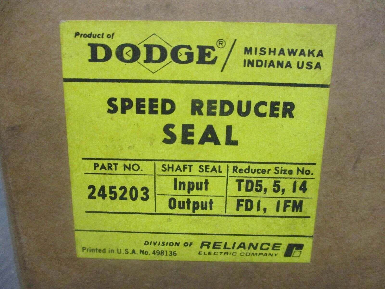 Dodge Speed Reducer Seal 245203 New Surplus