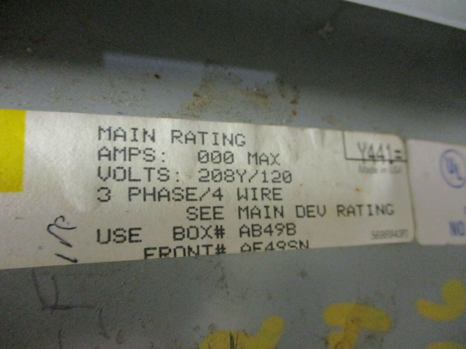 GE Main Breaker Circuit Breaker Panel AQF3242ATX 100A Max 208Y/120 3Ph 4W Used