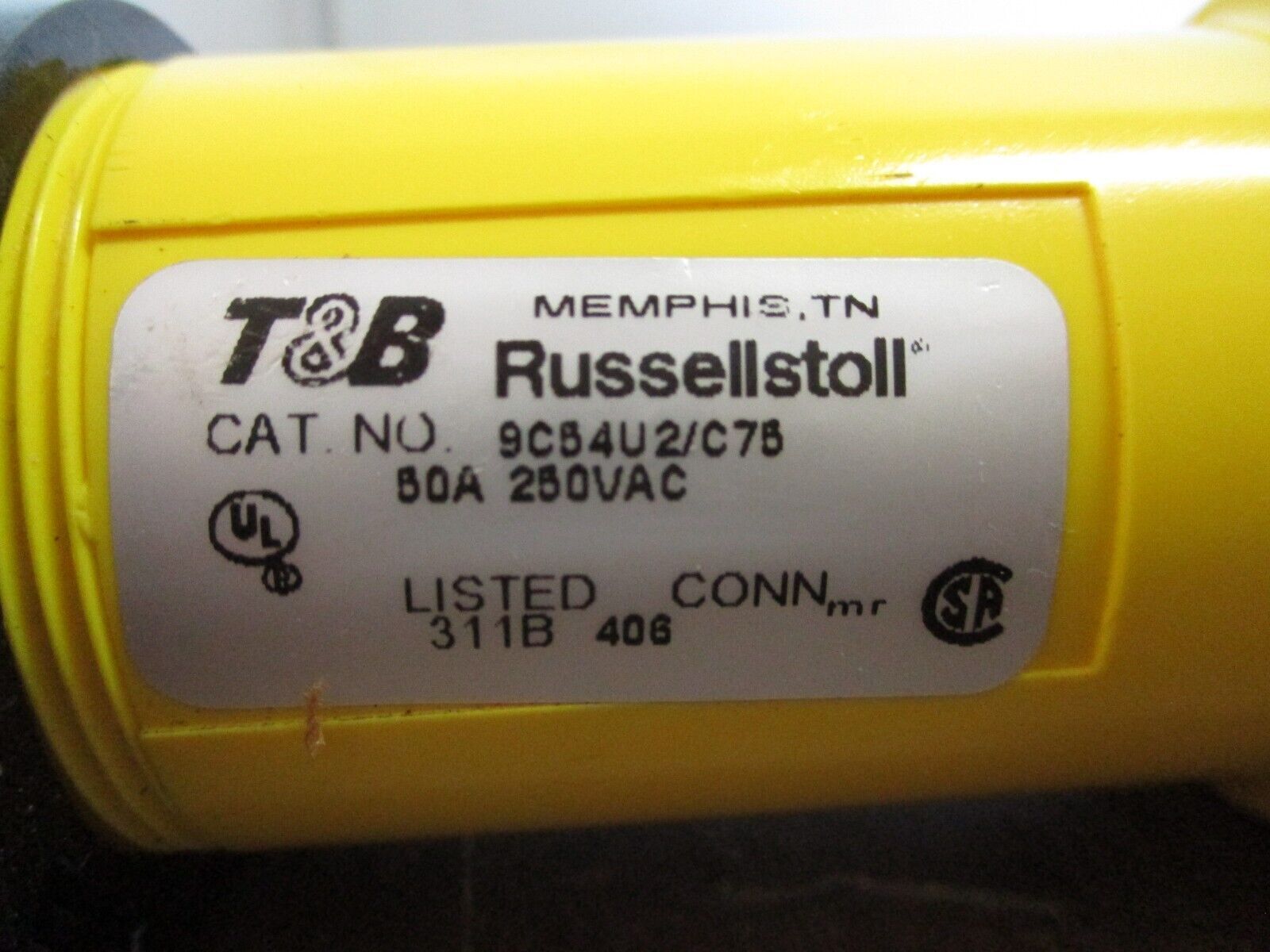 Russellstoll Connector 9C54U2/C75 50A 250VAC 4W Used