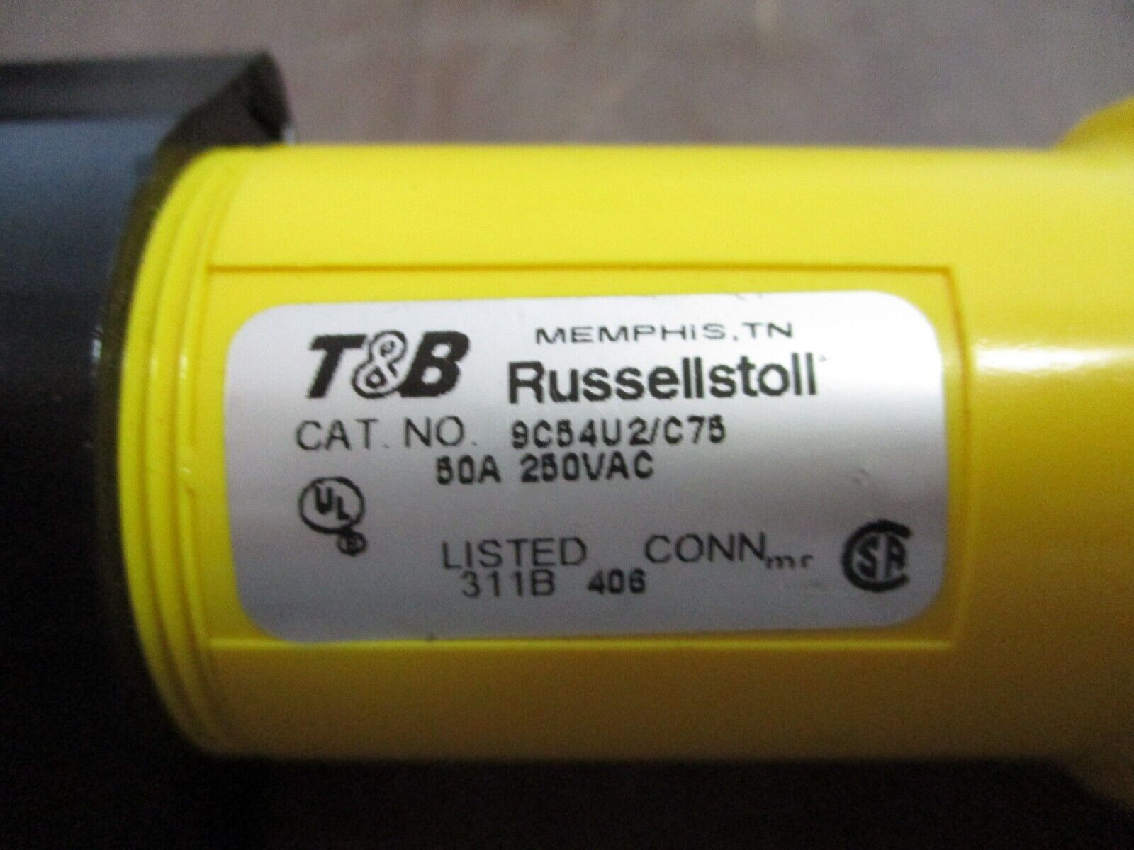 Russellstoll Connector 9C54U2/C75 50A 250VAC 4W With Cap Used