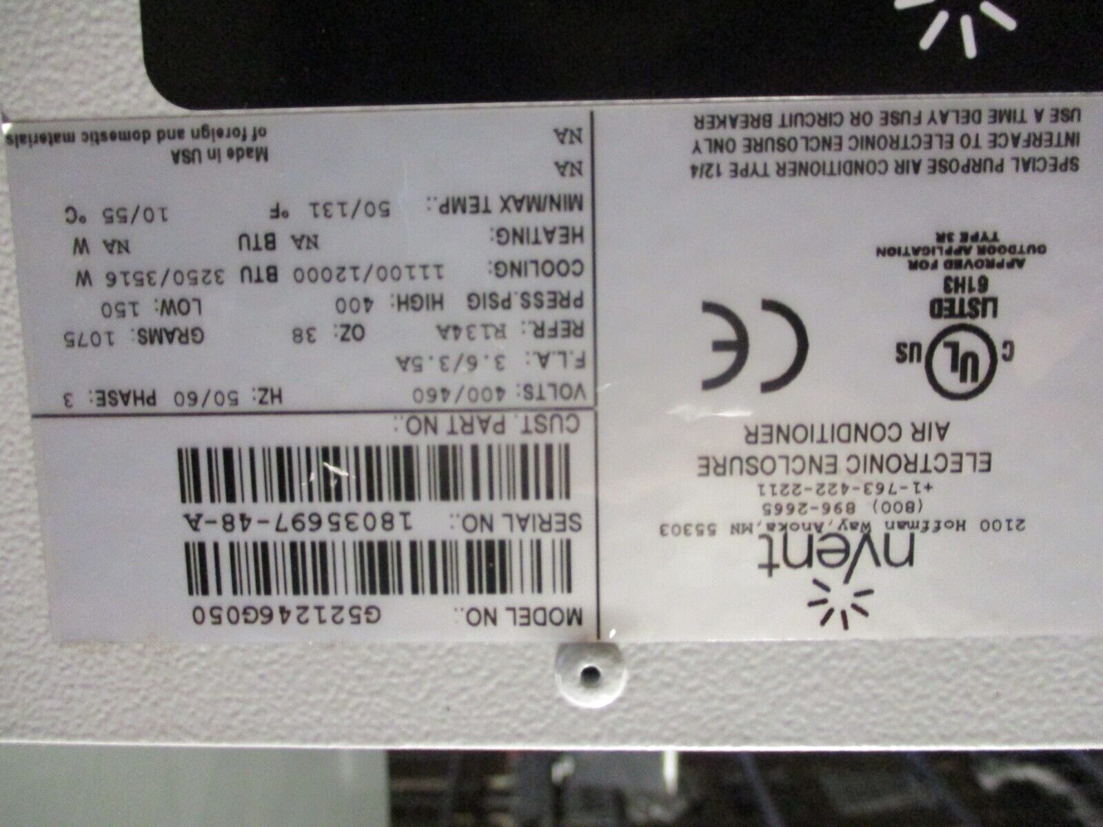 Klassen Type 12 Enclosure Size: 158"x84"x18" w/ Air Conditioner MFD: 2019 Used