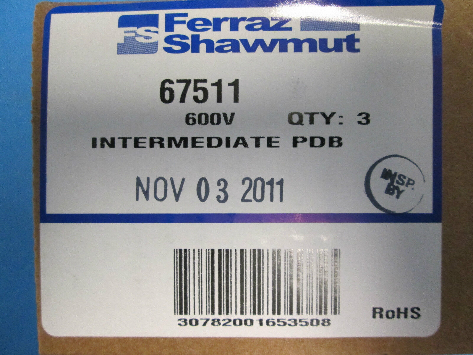 Ferraz Shawmut Power Distribution Block 67511 *Set of 3* New Surplus