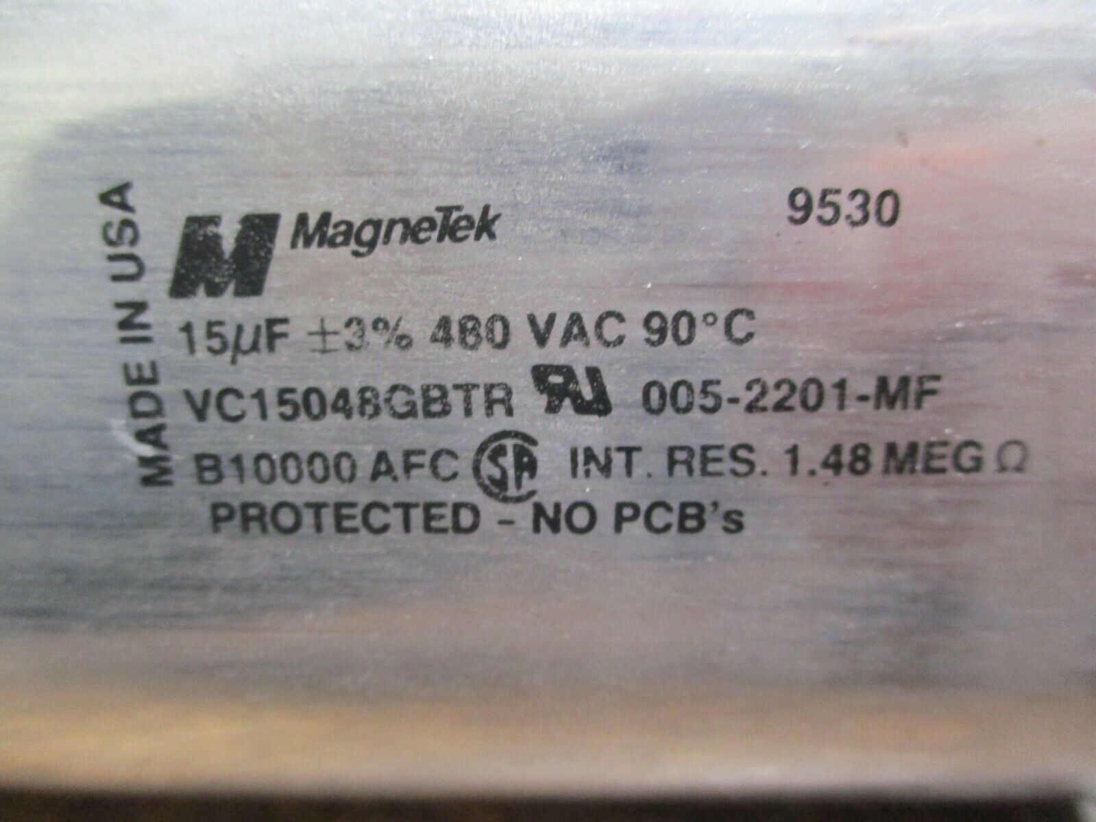 MagneTek Capacitor VC15048GBTR/005-2201-MF 12uF 480V Used