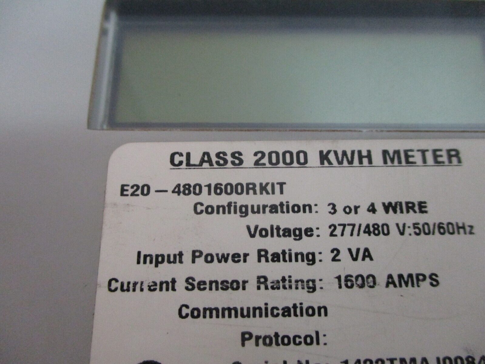 E-Mon D-Mon Class 2000 KWH Meter E20-4801600RKIT 1600A 277/480V 50/60Hz Used