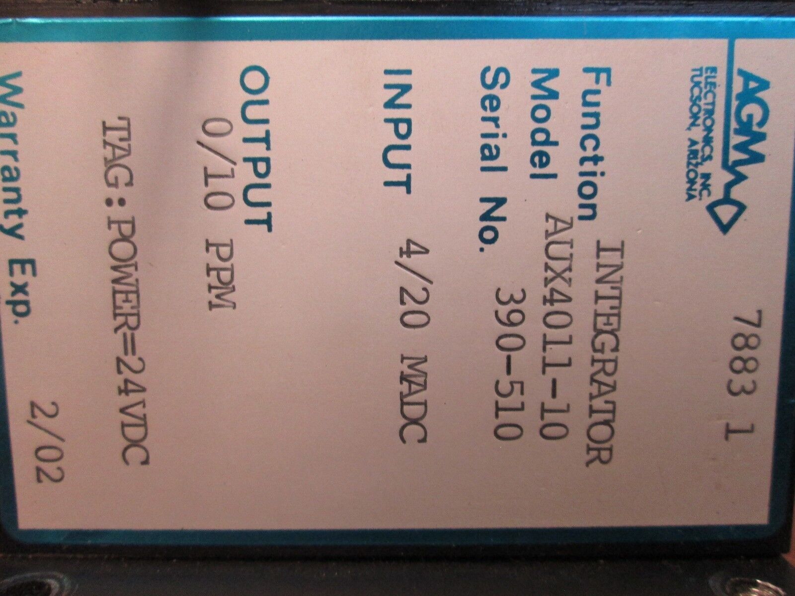 AGM Isolated Integrator AUX4011-10 Input: 4/20MADC Output: 0/10PPM Used