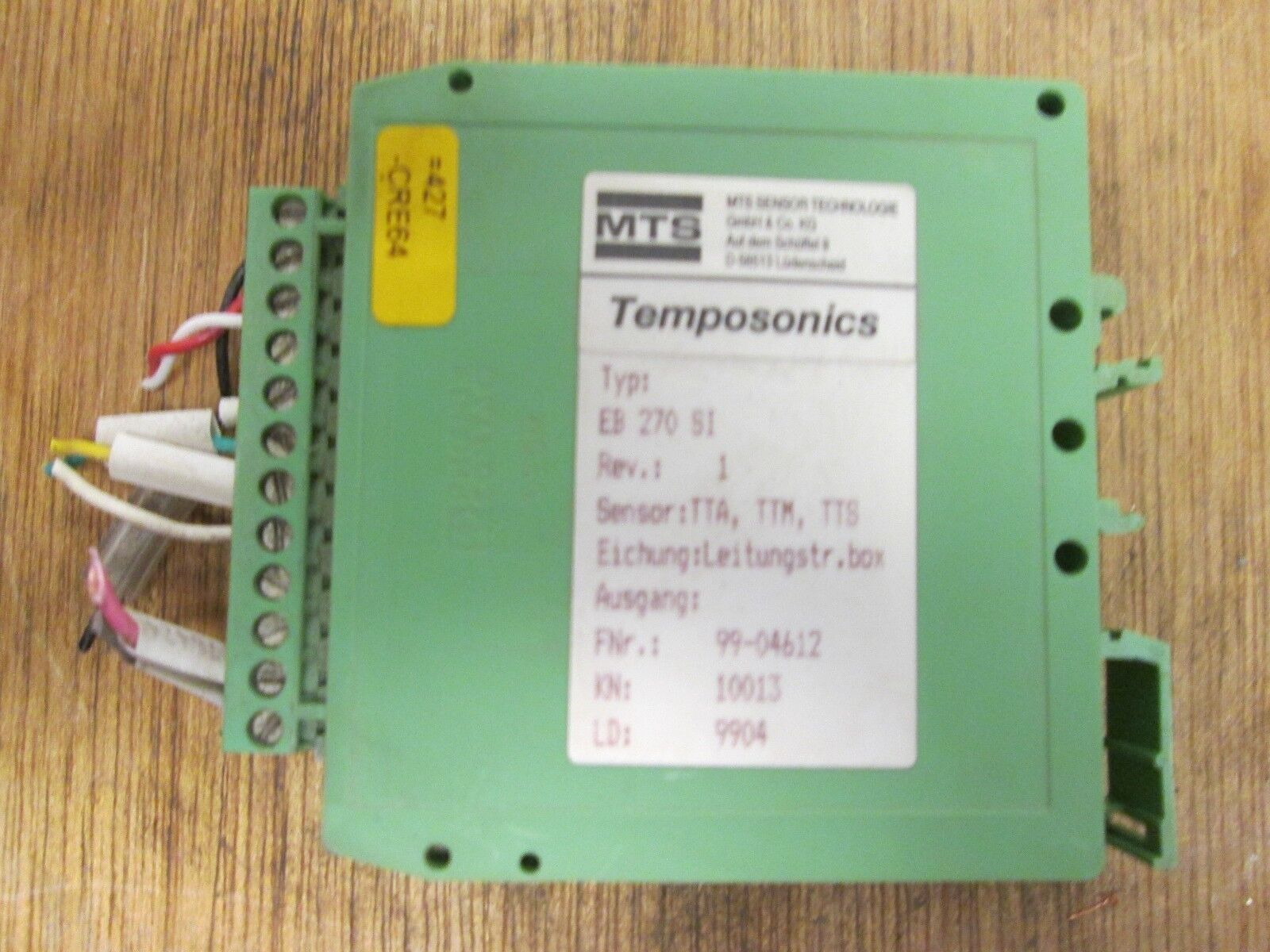 MTS Temposonics EB 270 SI Sensor: TTA, TTM, TTS Rev 1 Used
