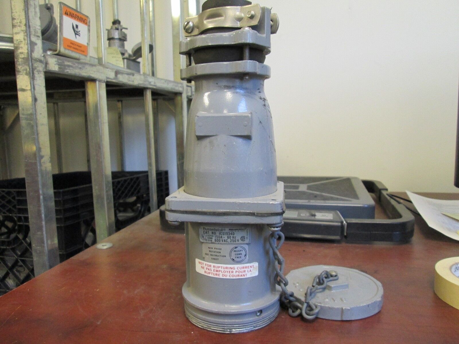 Russellstoll Connector JCS1534D 150A 600V 3P 4W Wire End Used