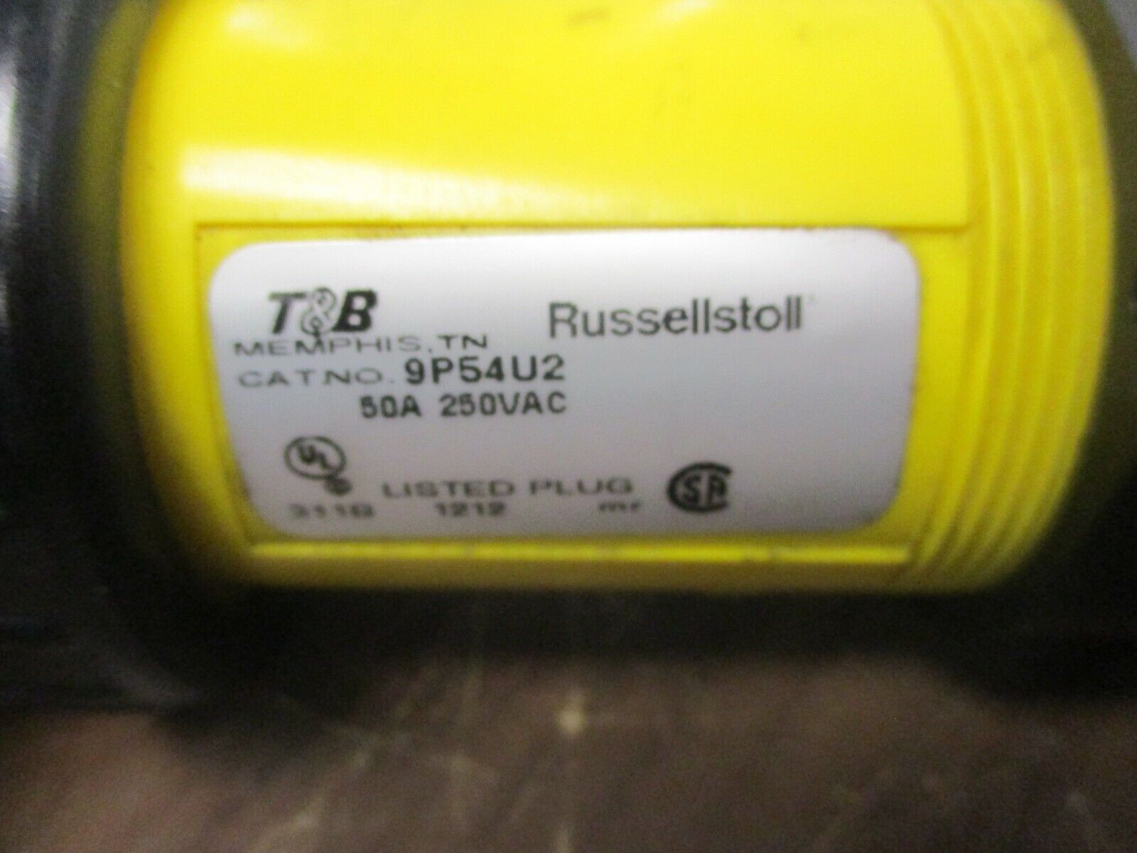 Thomas & Betts Russellstoll Plug 9P54U2 50A 250V Wire End Used **Cracked Top**
