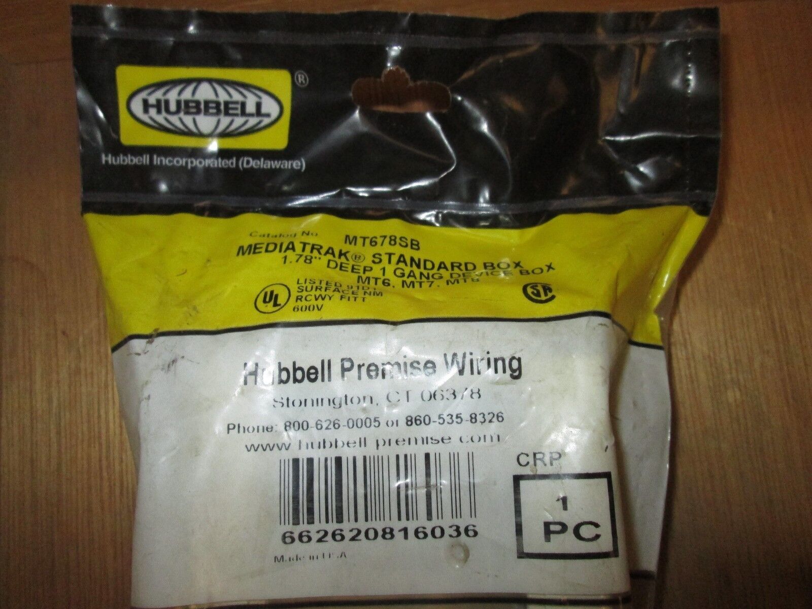 Hubbell Mediatrak 1 Gang Box MT678SB New Surplus