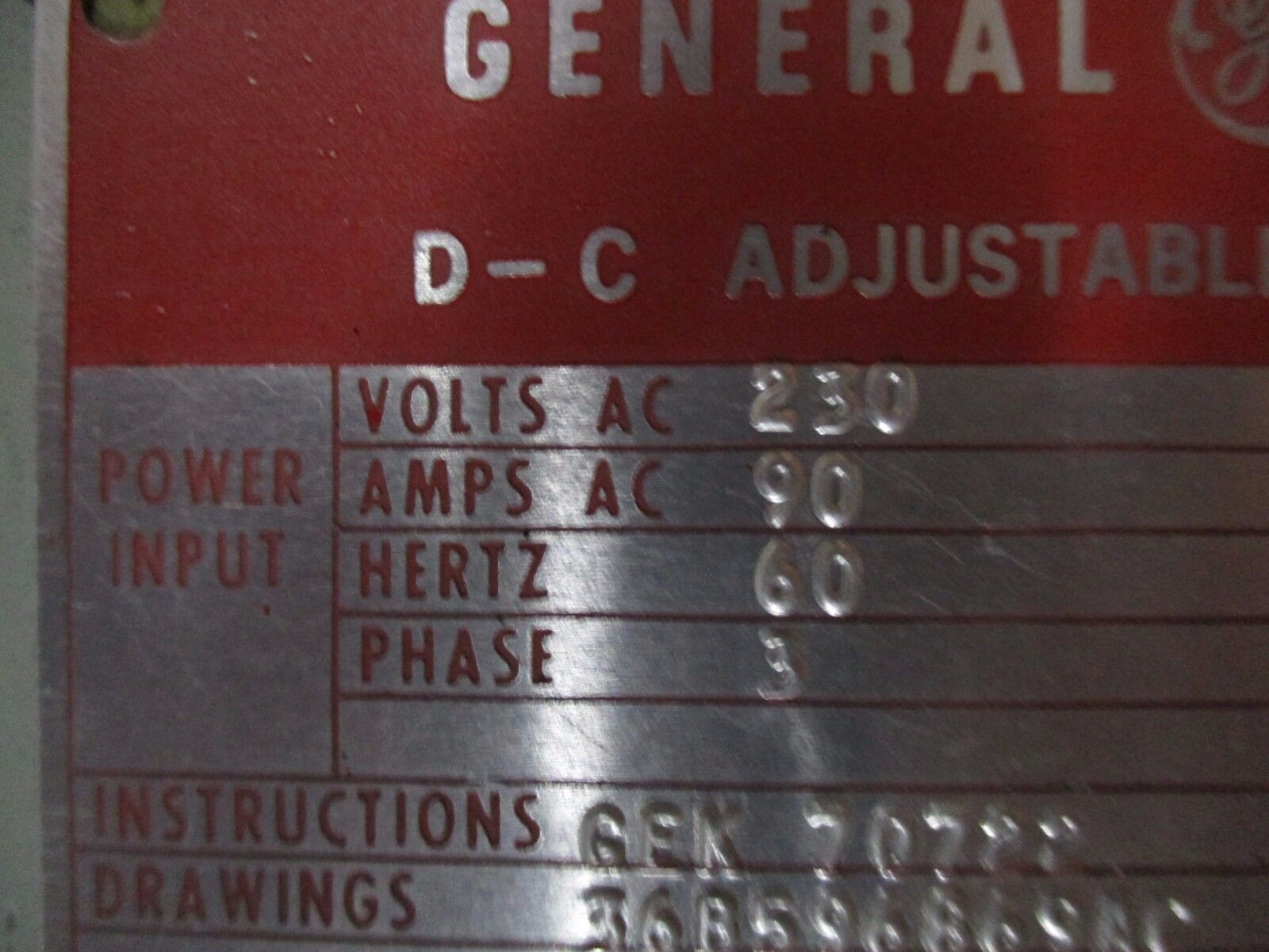 GE DC Drive 6V30F3282 30HP Used