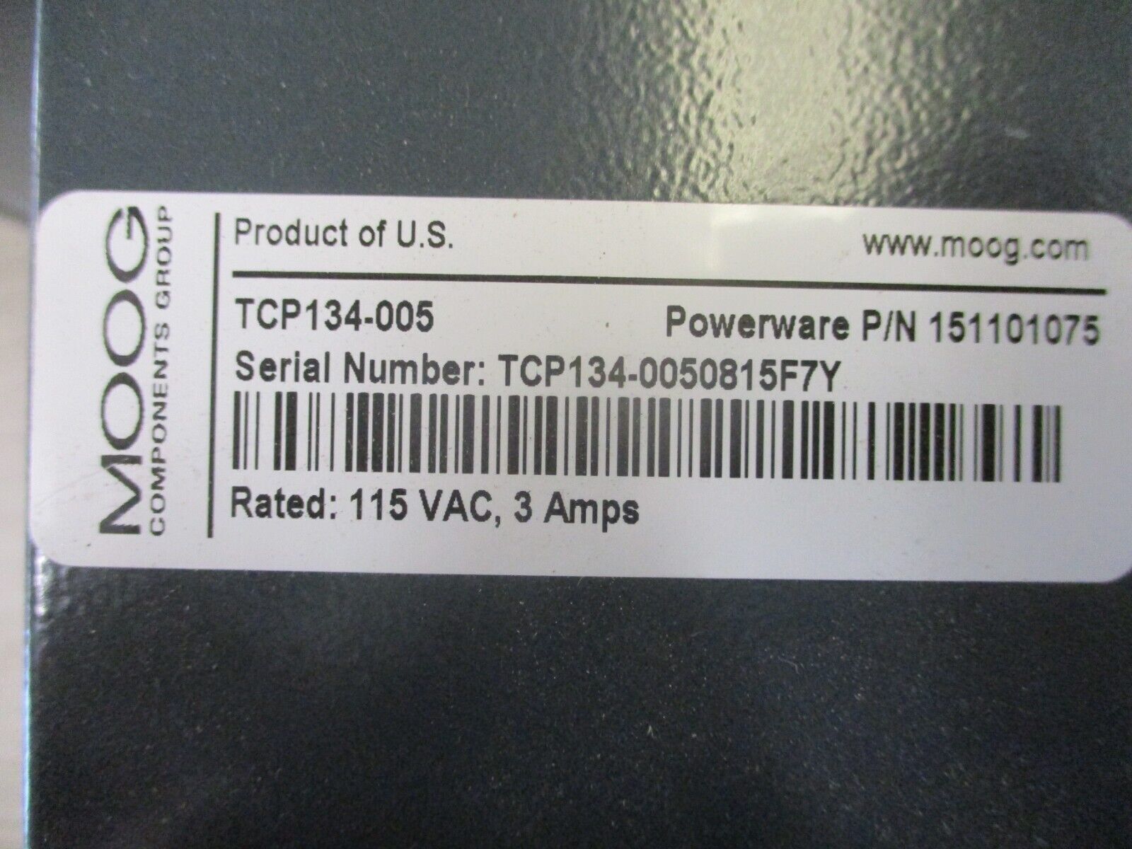 Moog Centrifugal Blower TCP 134-005 115VAC #A 1/4 HP 3300RPM Used.