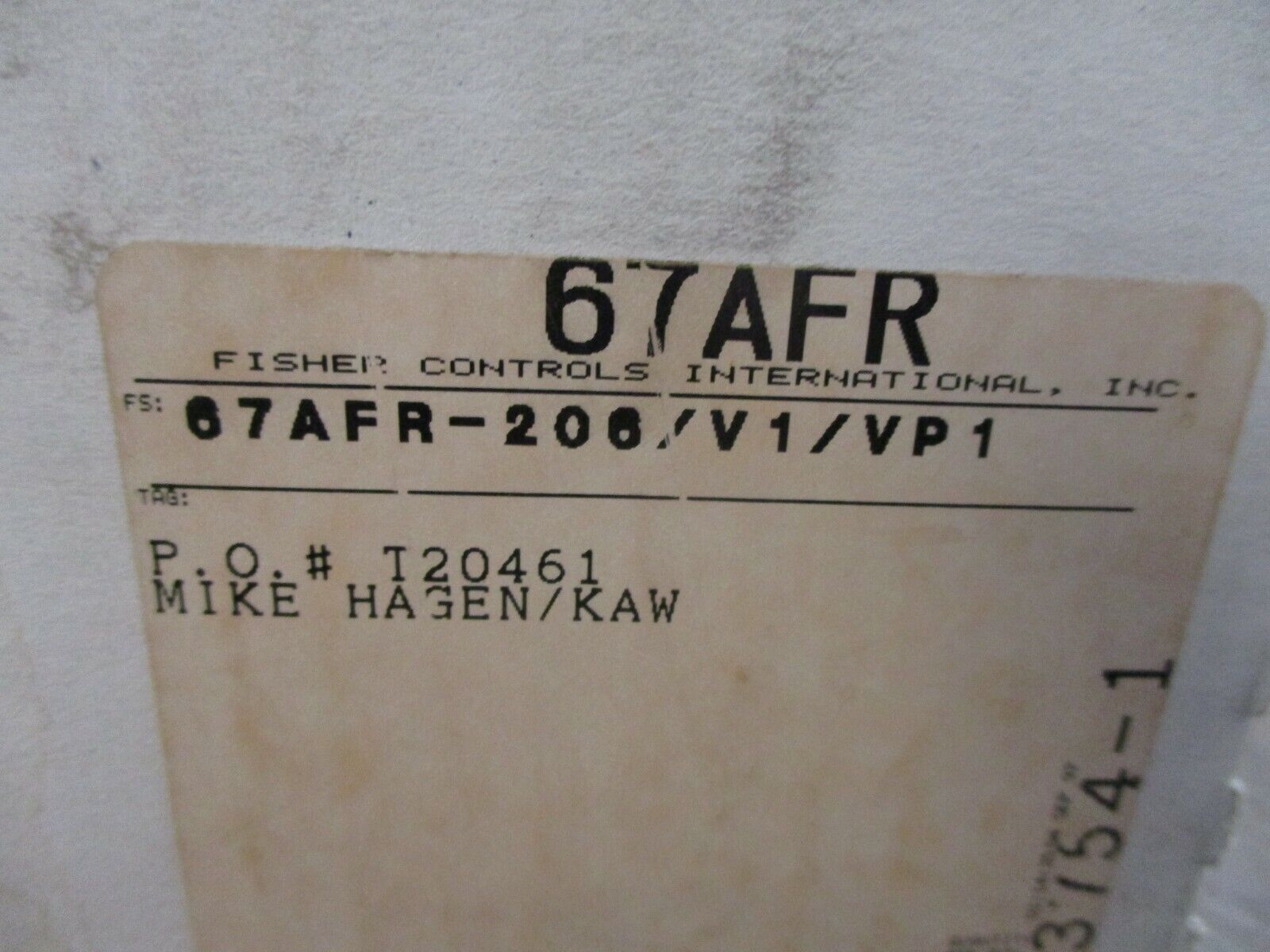 Fisher 67AFR Filter Regulator 67AFR-206/V1/VP1 New Surplus