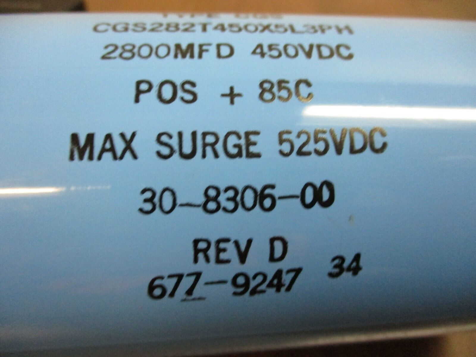 Aero M Type CGS Capacitor 30-8306-00 Rev. D 2800MFD 450VDC Used