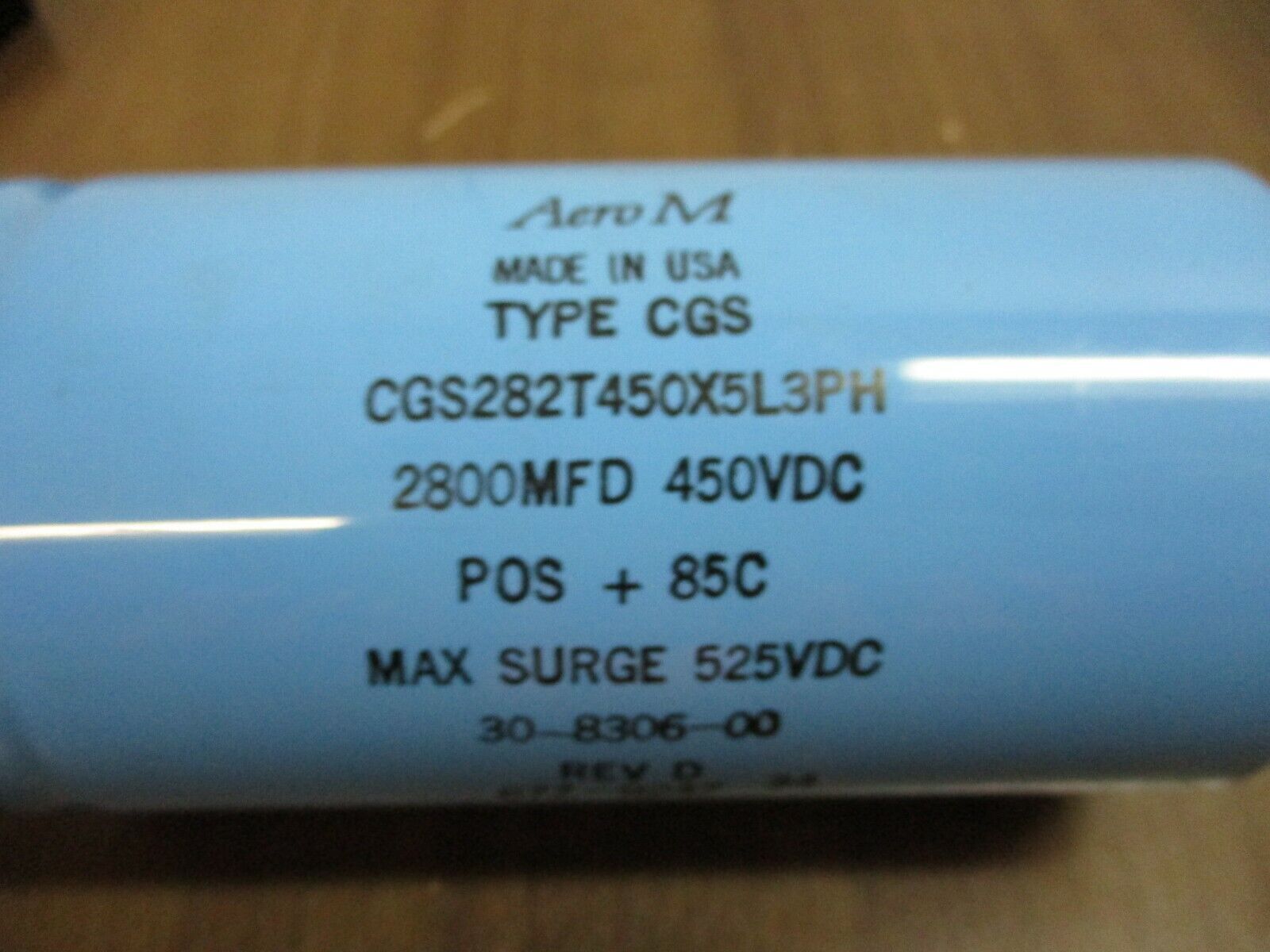 Aero M Type CGS Capacitor 30-8306-00 Rev. D 2800MFD 450VDC Used
