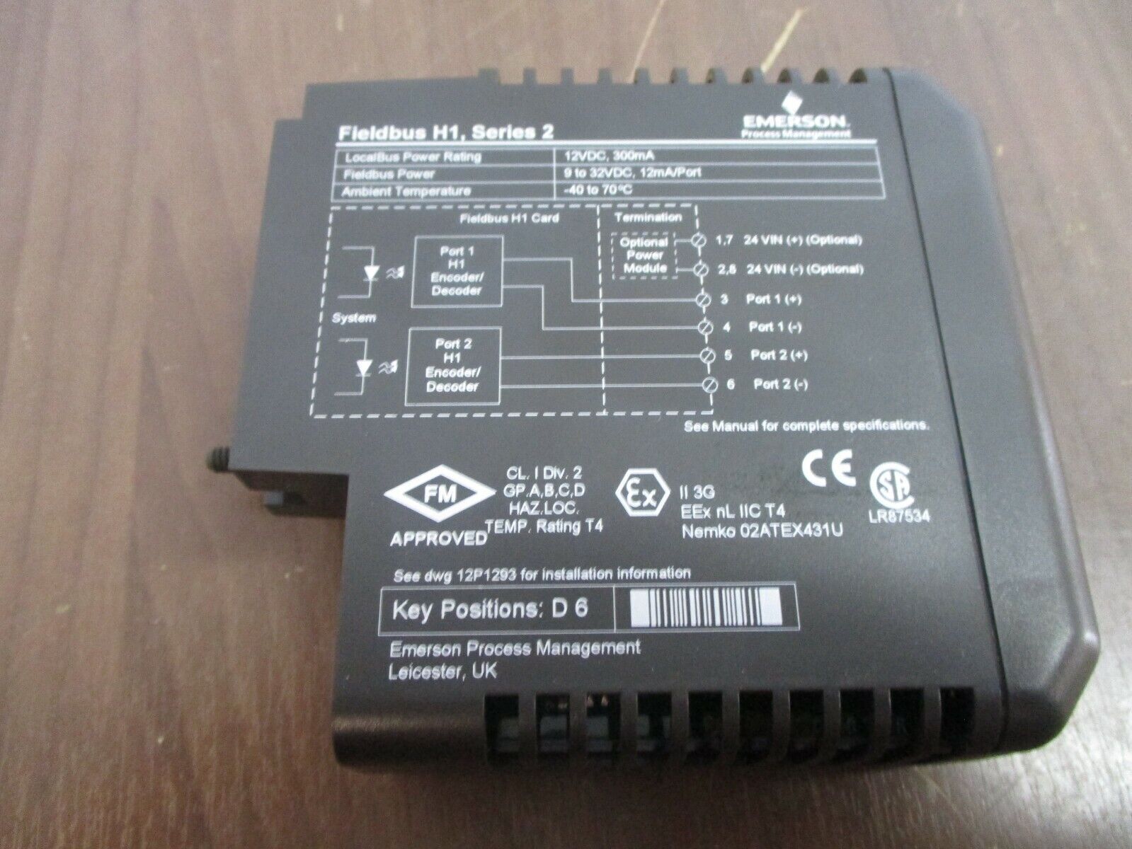 Emerson KJ3242X1-BA1 Fieldbus H1, Series 2 Module 12P2471X062 Rev. H Used