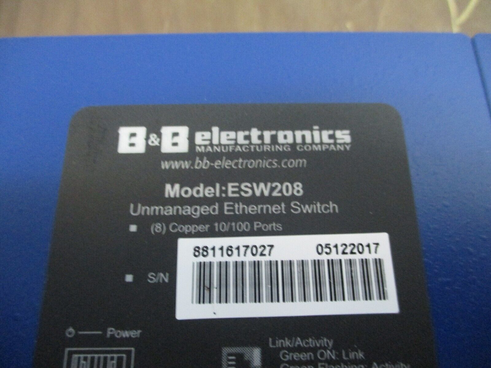 B&B Electronics Unmanaged Ethernet Switch ESW208 8-Port 10/100 Used