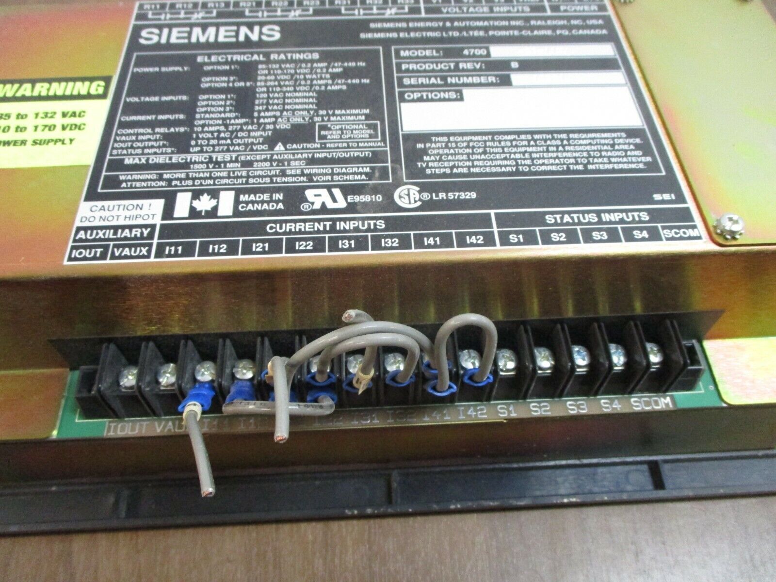 Siemens 4700 Panel Meter 4700-BD-11HN Rev. B Used