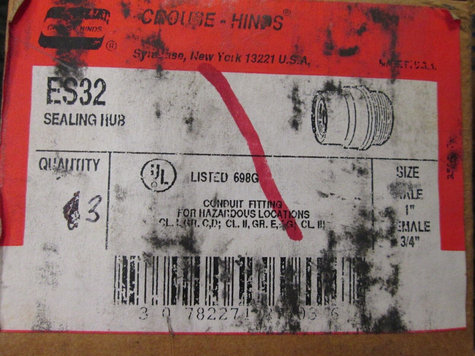 Crouse-Hinds Hazardous Location Hub ES32 *Box of 3* New Surplus