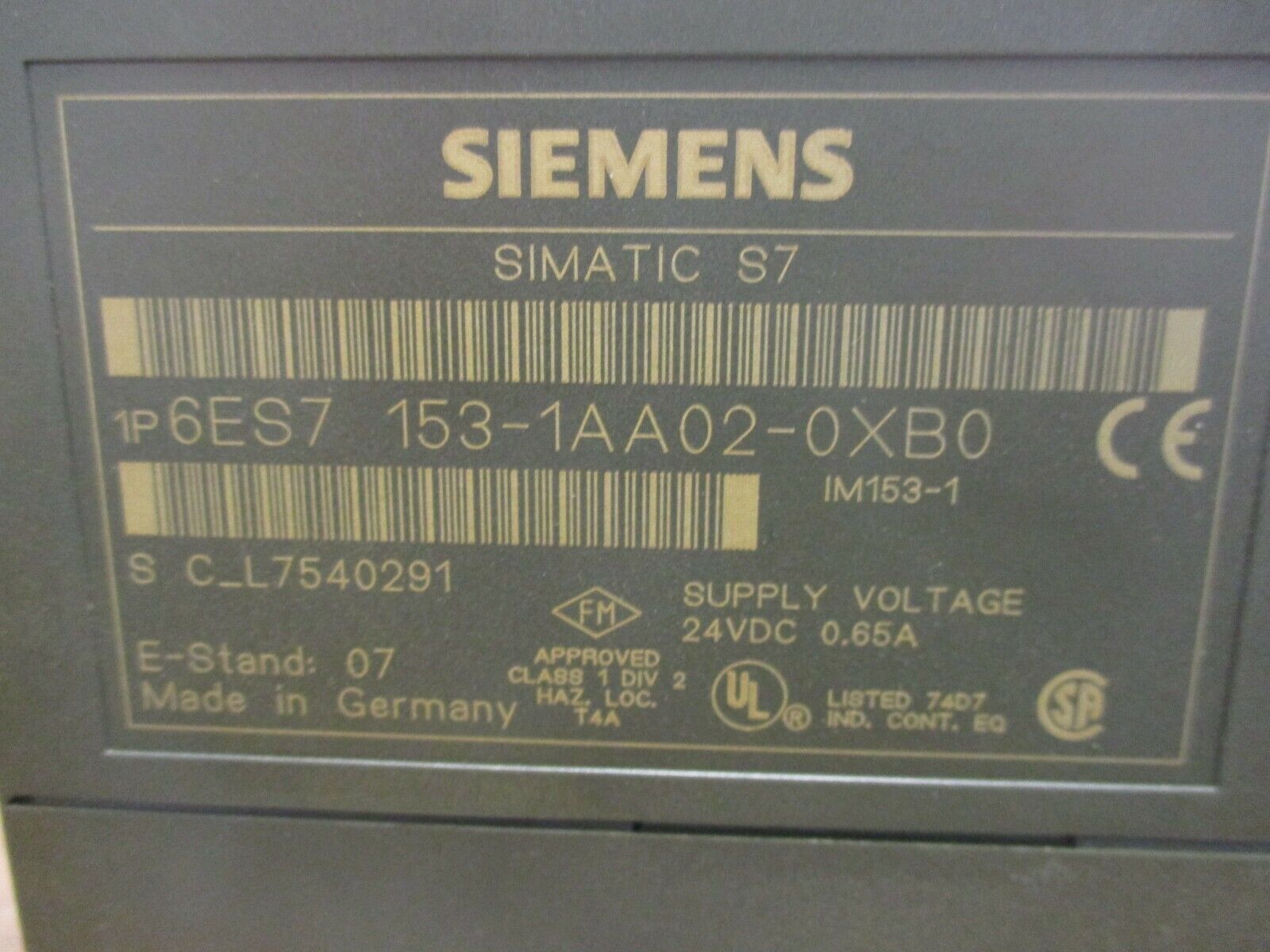 Siemens Simatic S7 Interface Module 6ES7 153-1AA02-0XB0 24VDC 0.65A Used