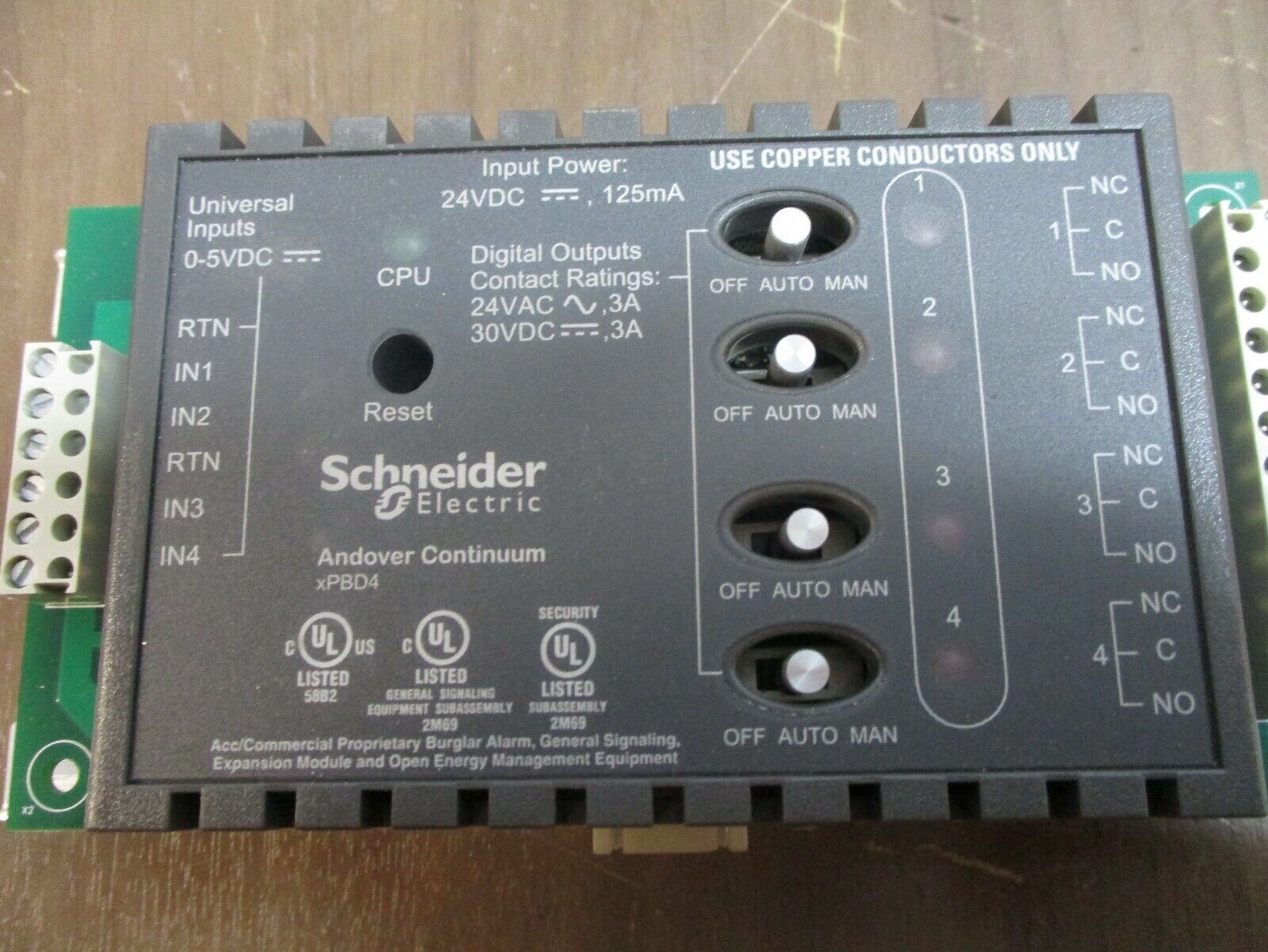 Schneider Electric Andover Continuum Expansion Module XPBD4 Input: 24VDC 125mA