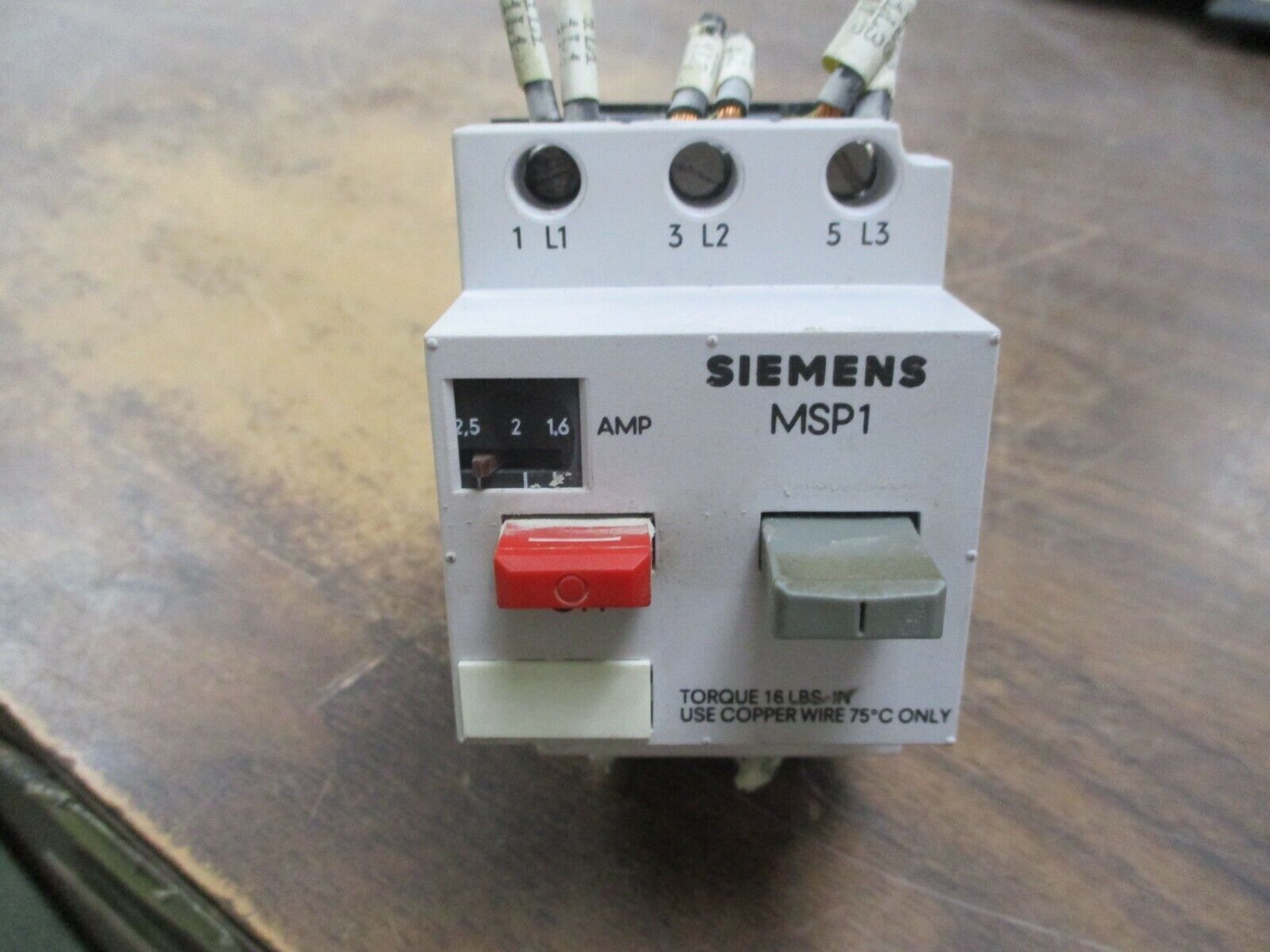 Siemens MSP1 Manual Starter MSP10G Trip: 1.6-2.5A 600V Used