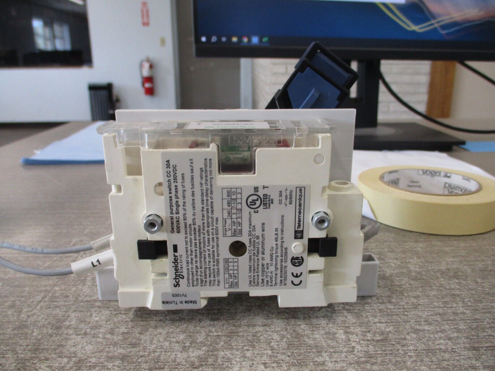 Schneider Electric Fusible General Purpose Switch GS1EERU20 30A 600V 2P Used