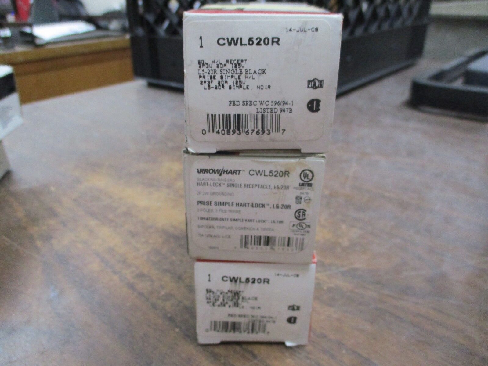 Cooper Receptacle CWL520R L5-20R 20A 125V Lot of 3 New Surplus