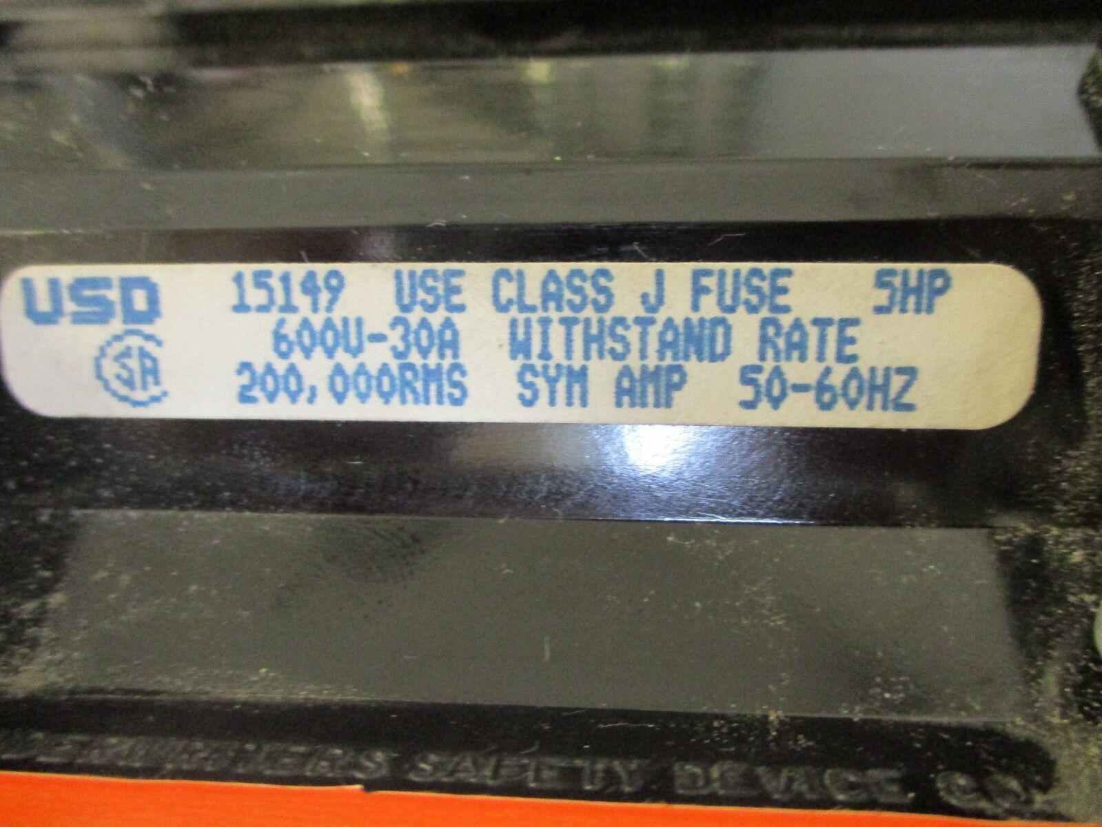 USD Pullout Switch w/Fuses 15149 3 Pole 30 A 600 V J Fuse Used