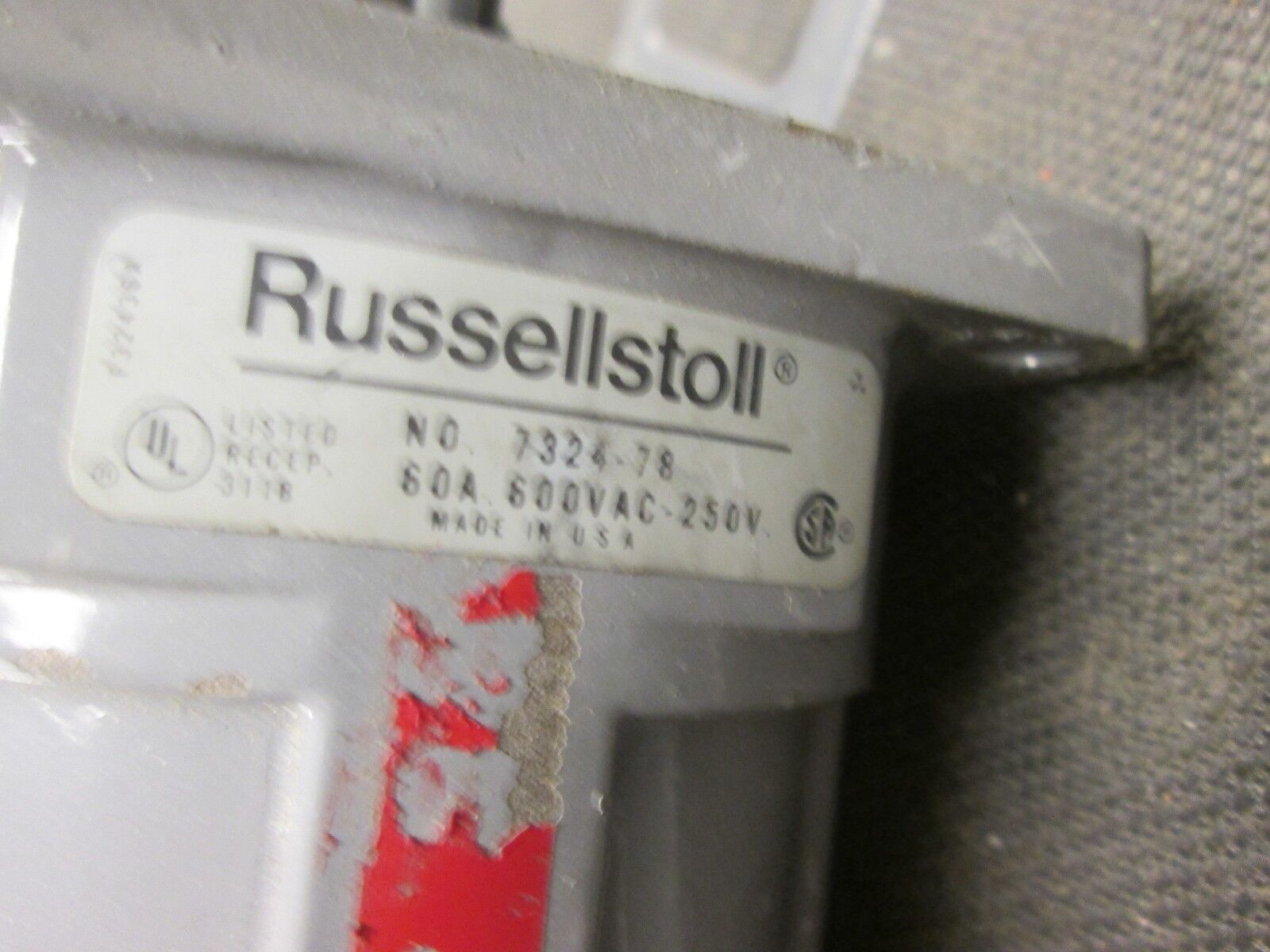 RussellStoll Receptacle 7324-78 60A 600V 3P 4W Used