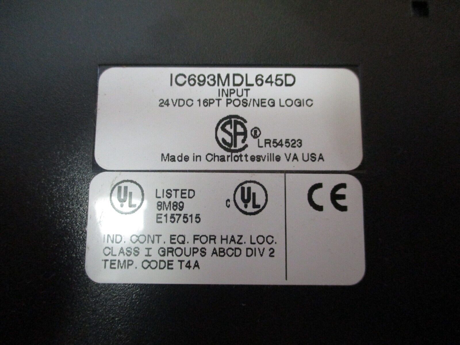 GE Fanuc Input Module IC693MDL645D 24VDC 16PT POS/NEG Logic Used