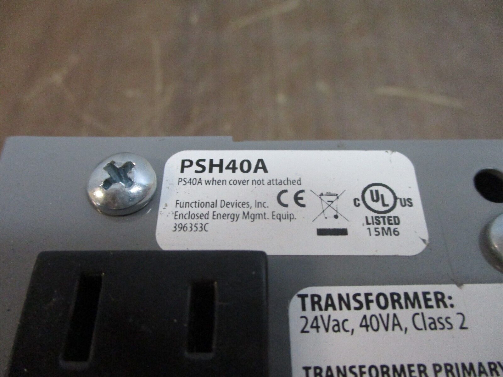 Functional Devices Inc. RIB Power Supply PSH40A 40VA Pri: 120V Sec: 24V Used