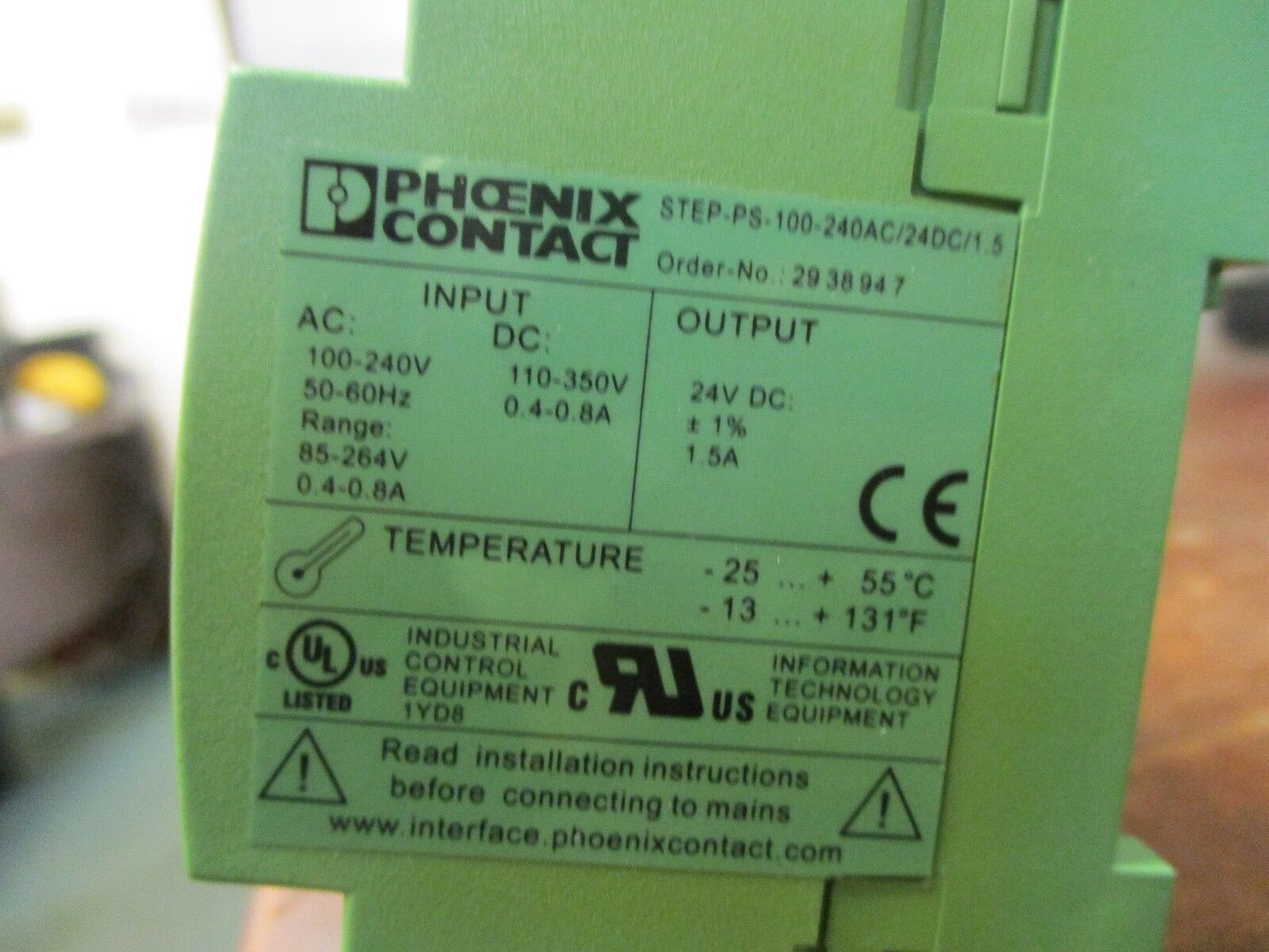 Phoenix Contact Power Supply STEP-PS-100-240AC/24DC/1.5 Used