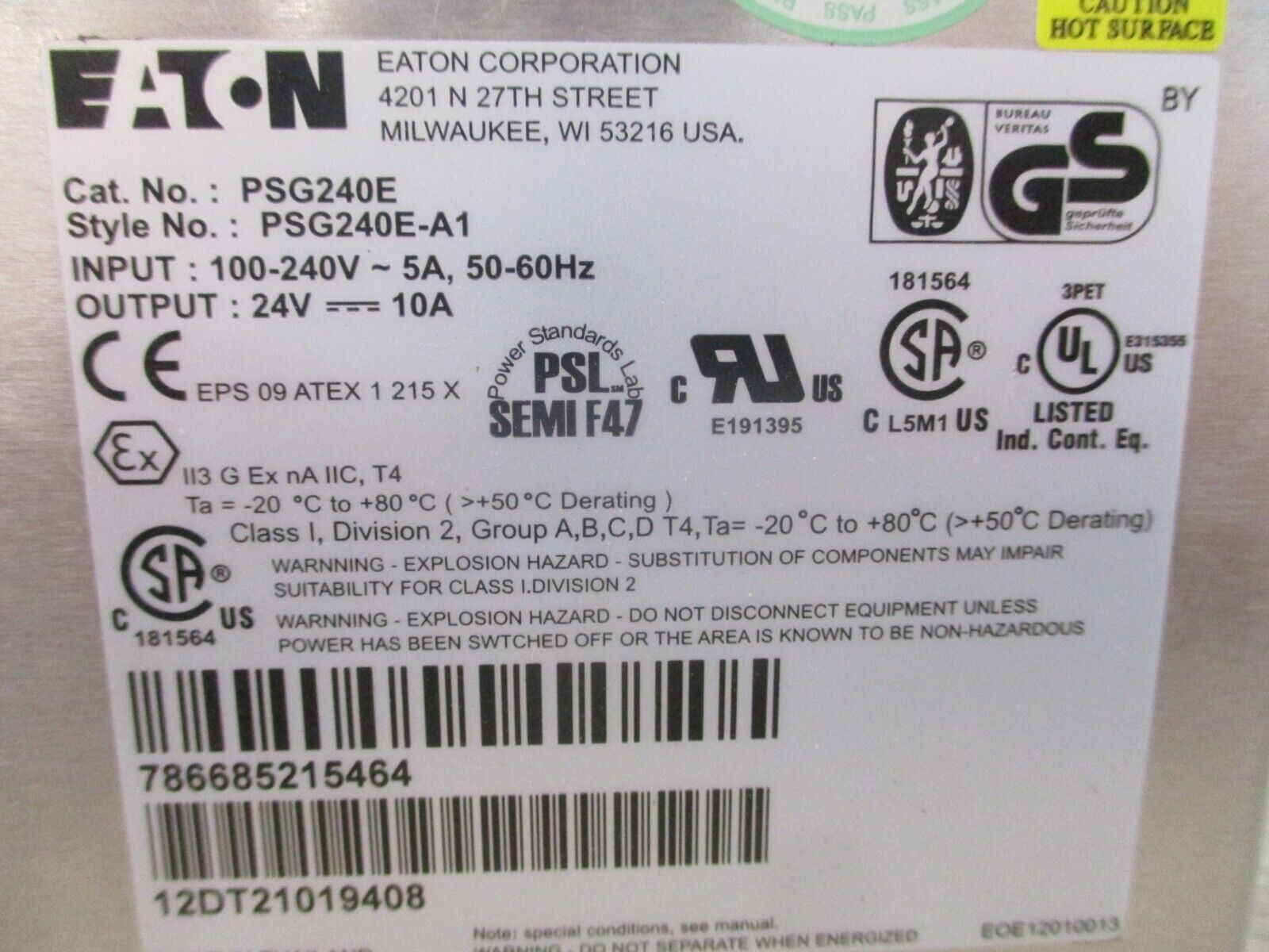 Eaton Power Supply PSG240E-A1 Used