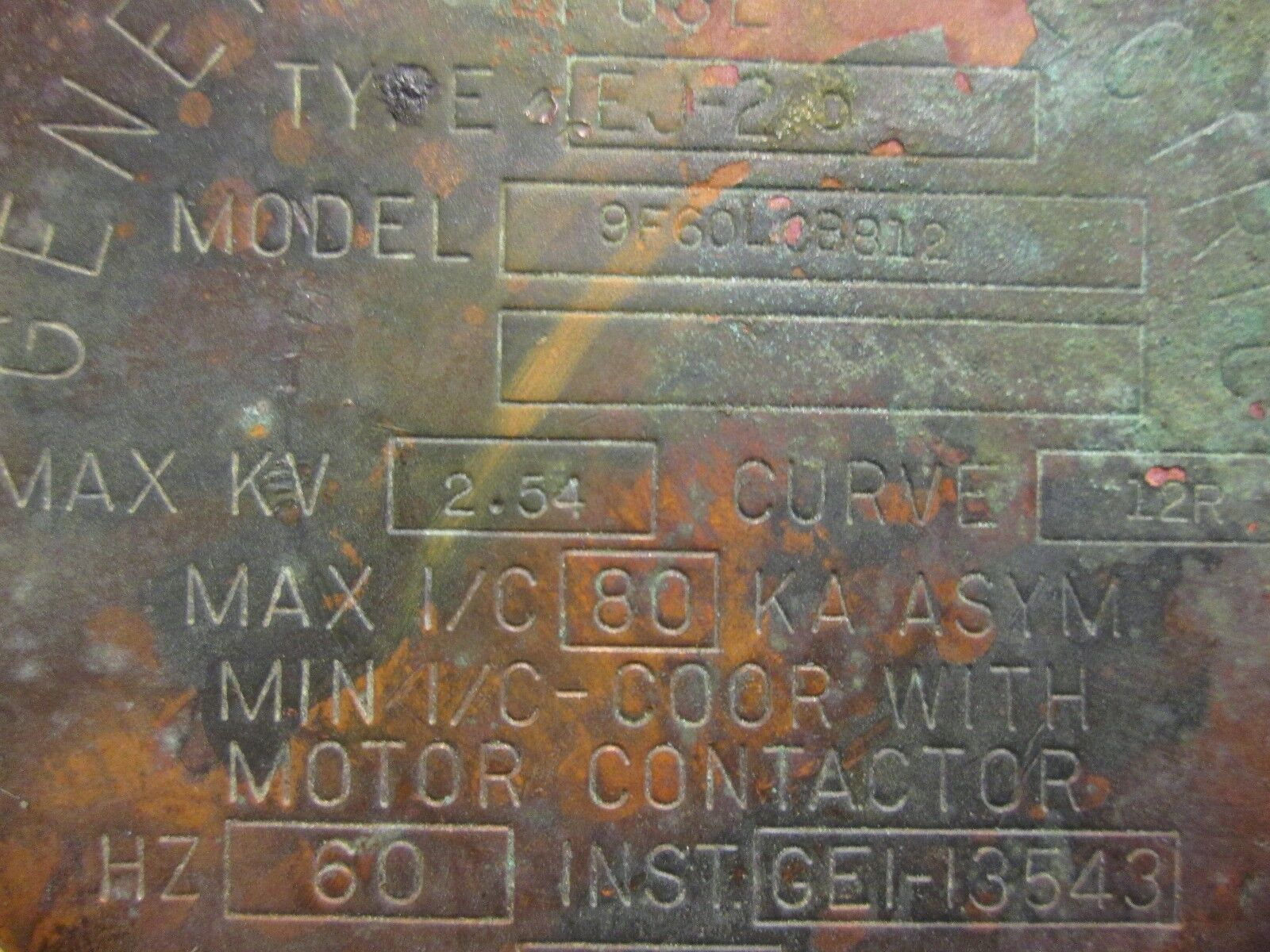 GE EJ-2D Fuse 9F60 LO8812 2.54KV 12R Rating Used