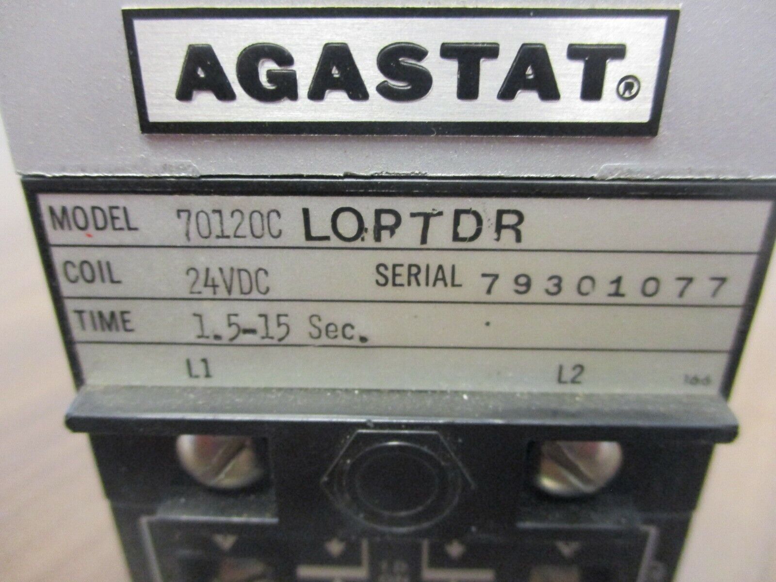 Agastat Timer 70120C 24VDC Coil Time: 1.5-15 sec Used
