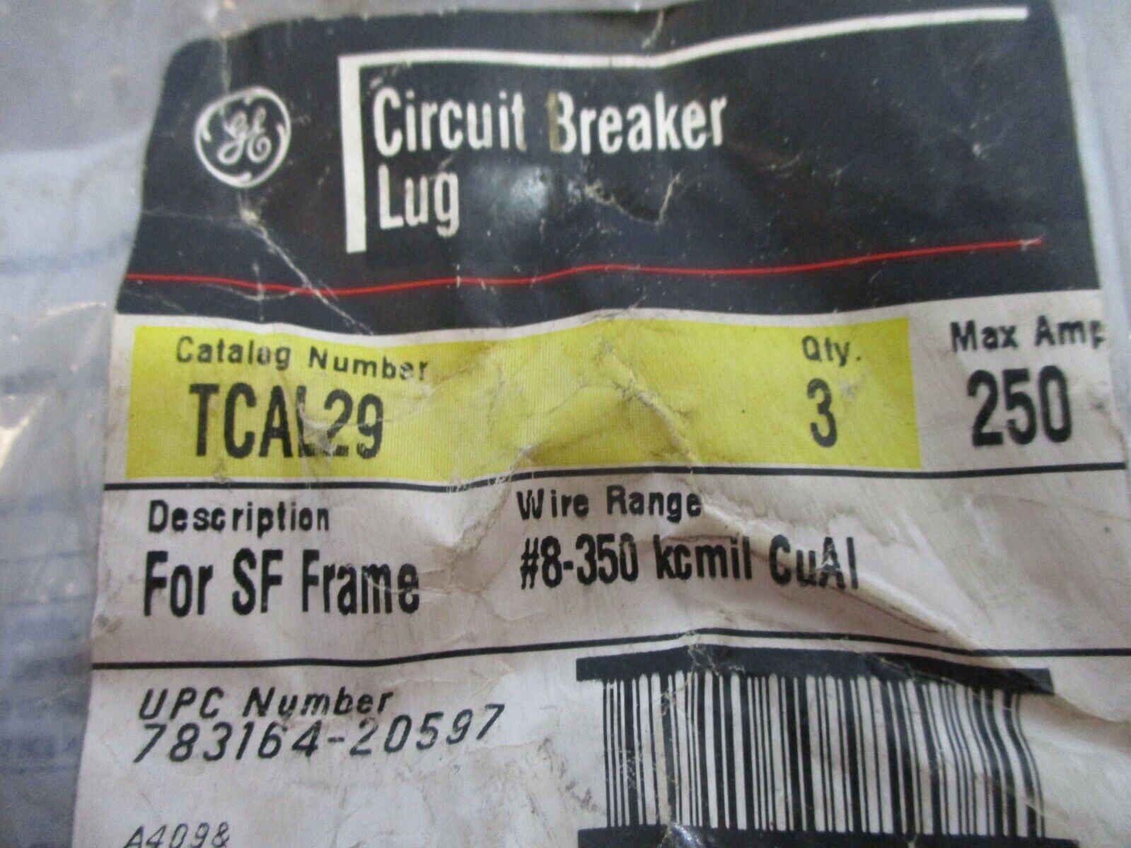 GE Circuit Breaker Lugs TCAL29 For SF Frame 250A #8-350kcmil *Set of 3*