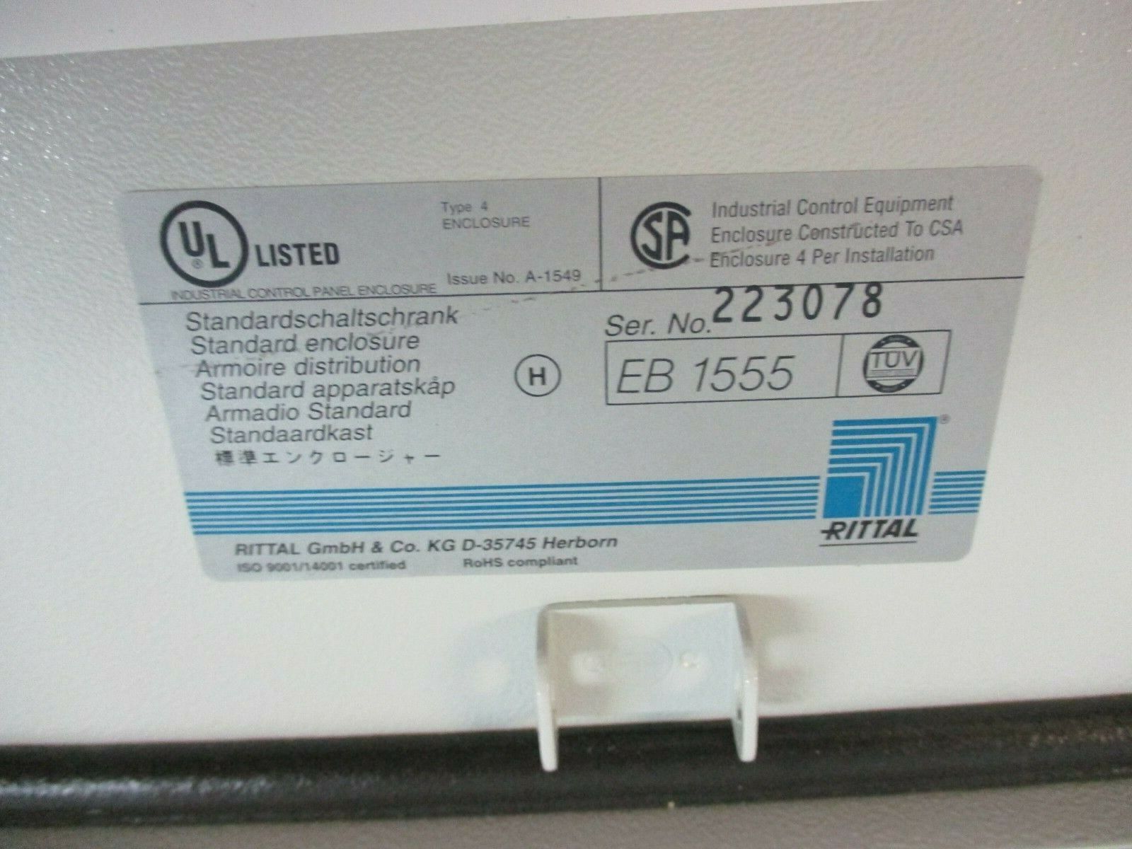 Rittal Nema 4 Enclosure EB 1555 Size: 300x300x120mm New Surplus