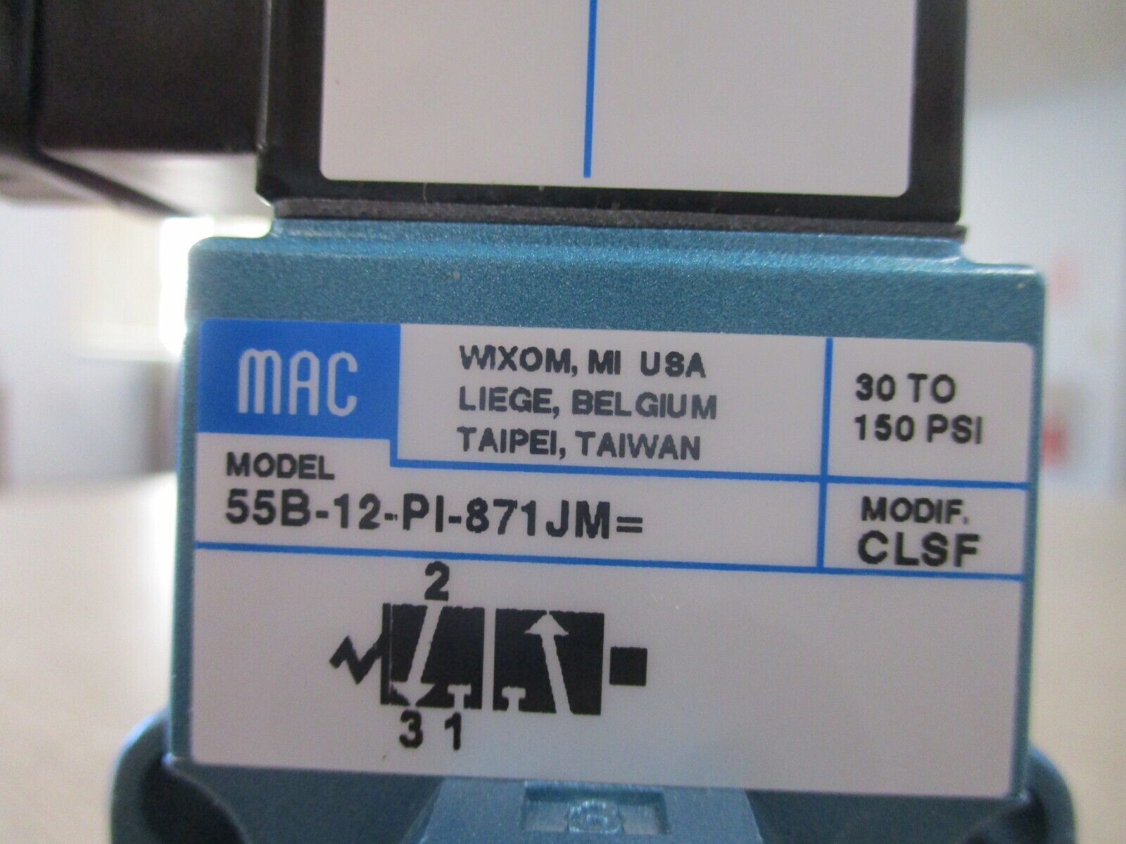 MAC Solenoid Valve 55B-12-PI-87JM New Surplus