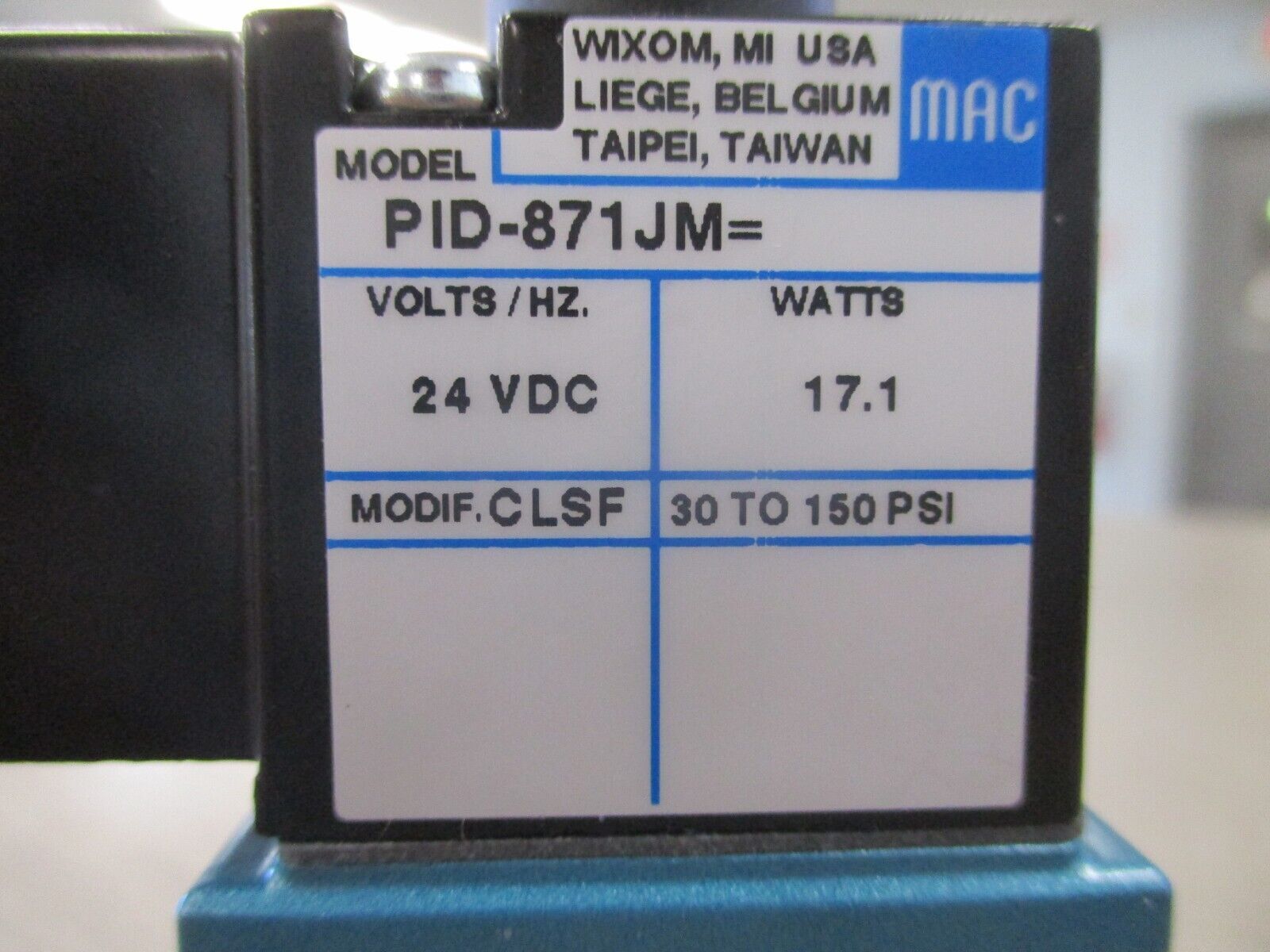 MAC Solenoid Valve 55B-12-PI-87JM New Surplus