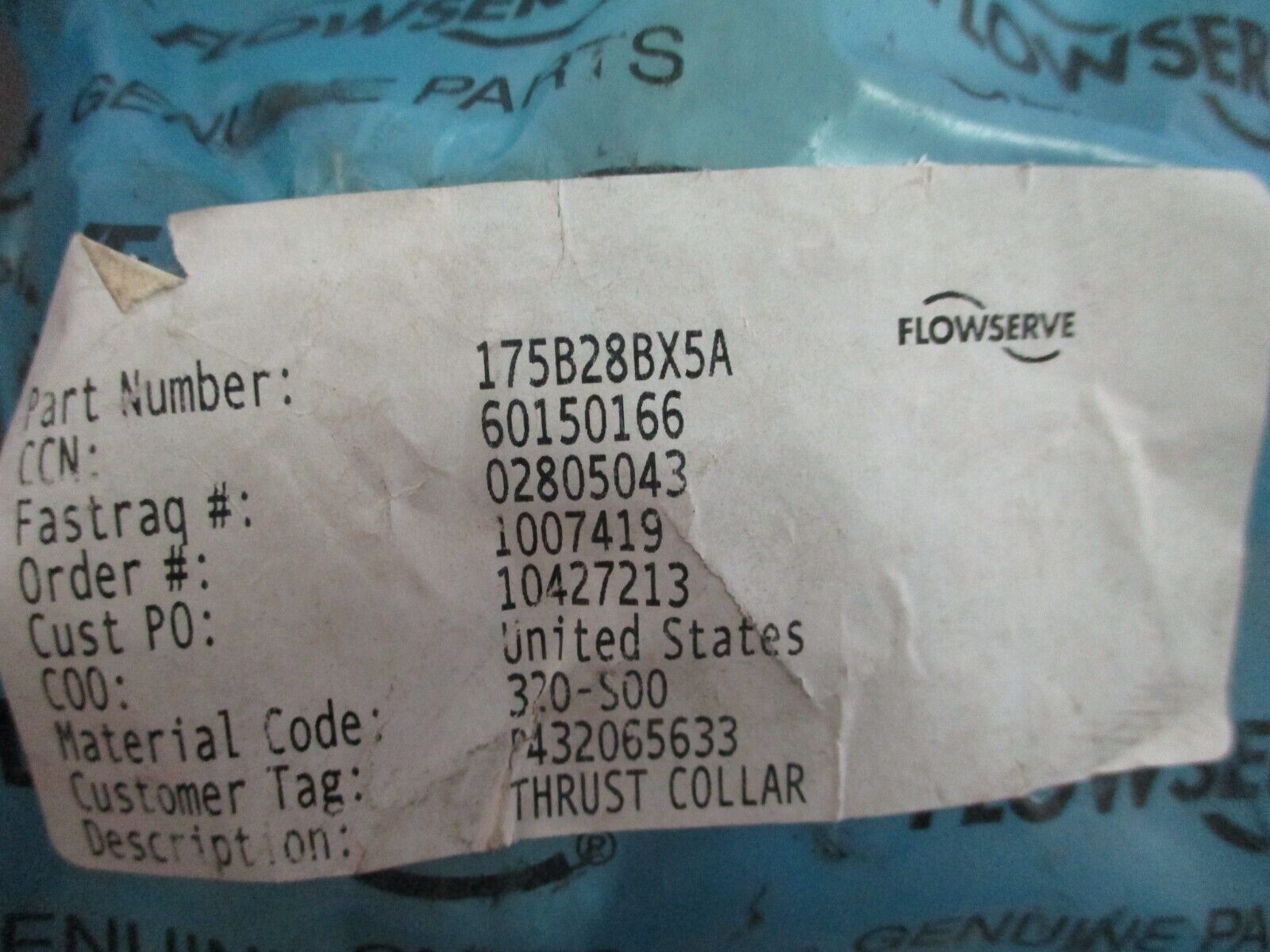 Flowserve Thrust Collar 175B28BX5A New Surplus