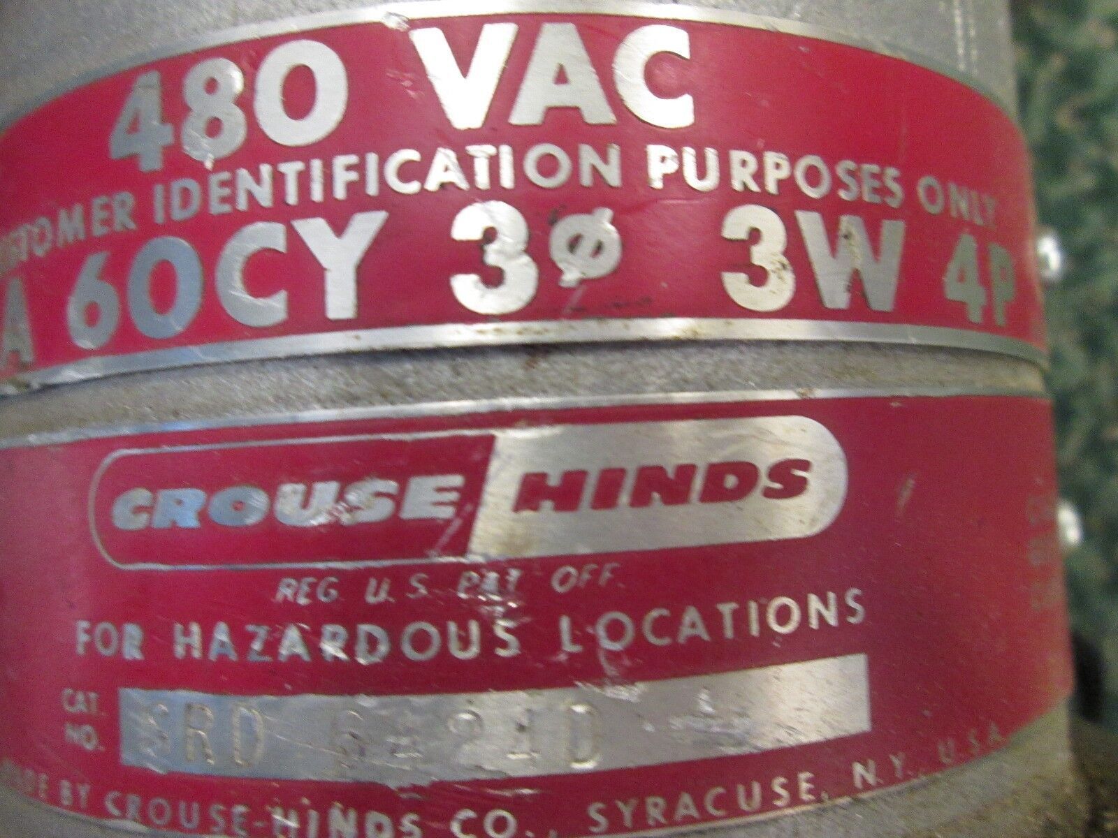 Crouse-Hinds Receptacle for Hazardous Locations SRD 6424D 60A 480V 3W 4P 3Ph