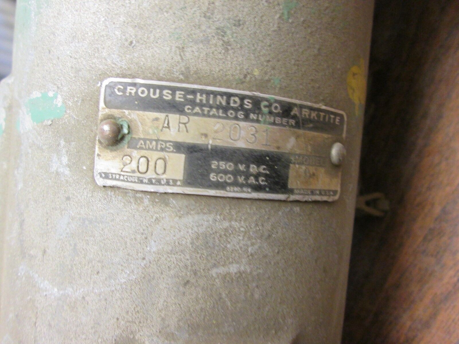 Crouse-Hinds Plug & Receptacle Set AR2031 200A 600V 3W 3P Used